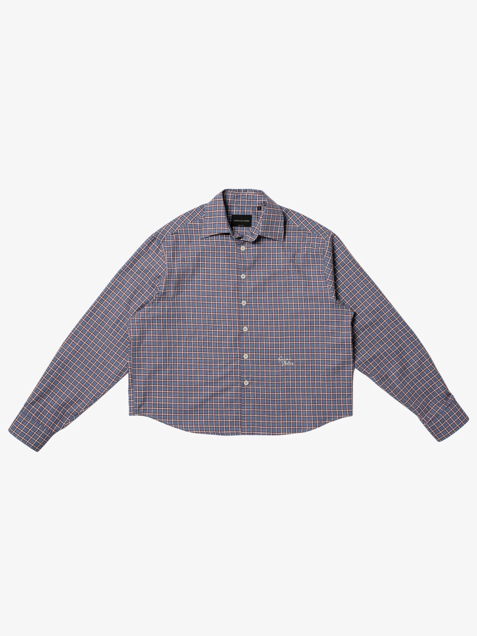 Blue Cropped Checked Shirt