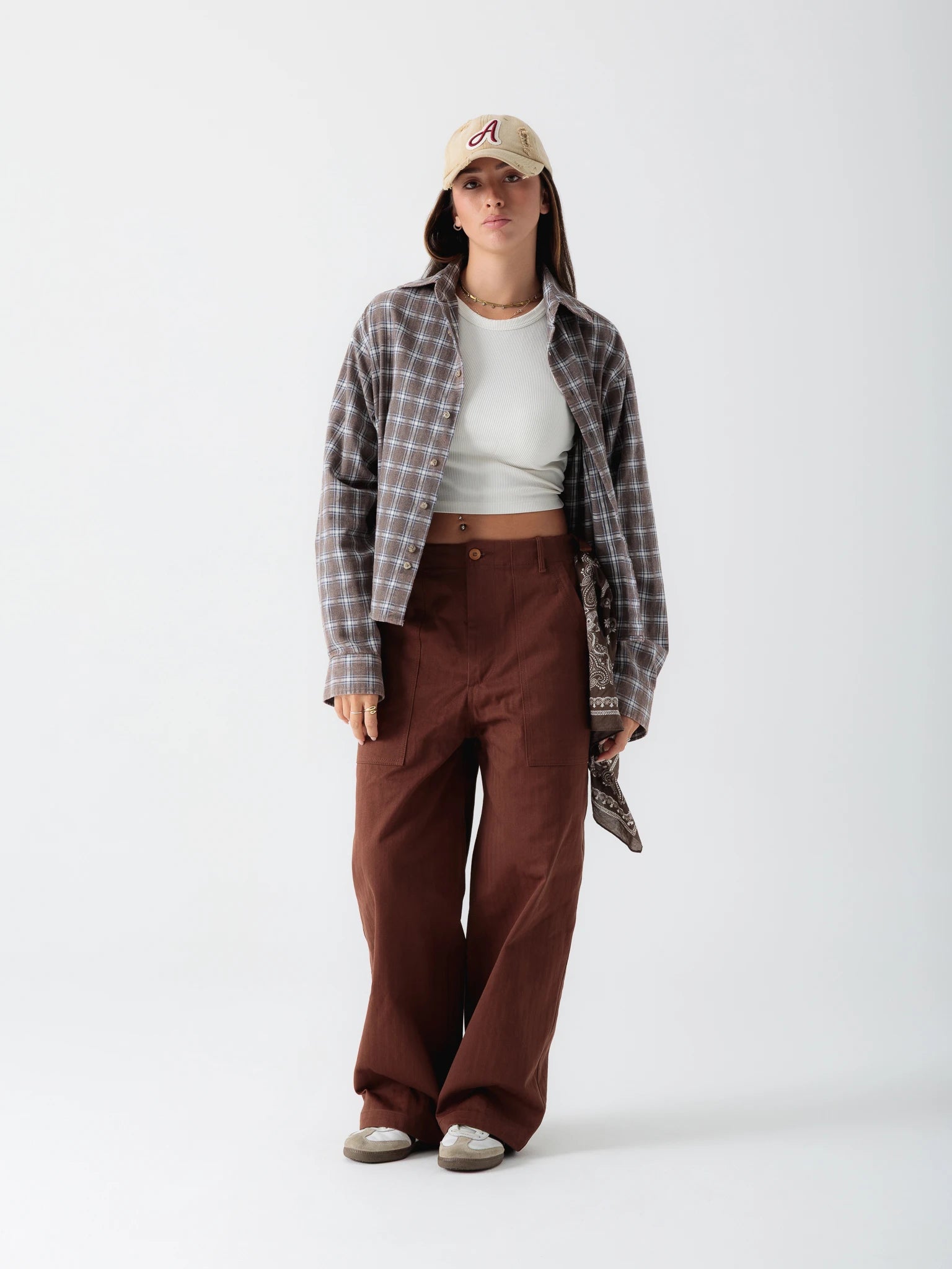 Brown Herringbone Fatigue Baggy