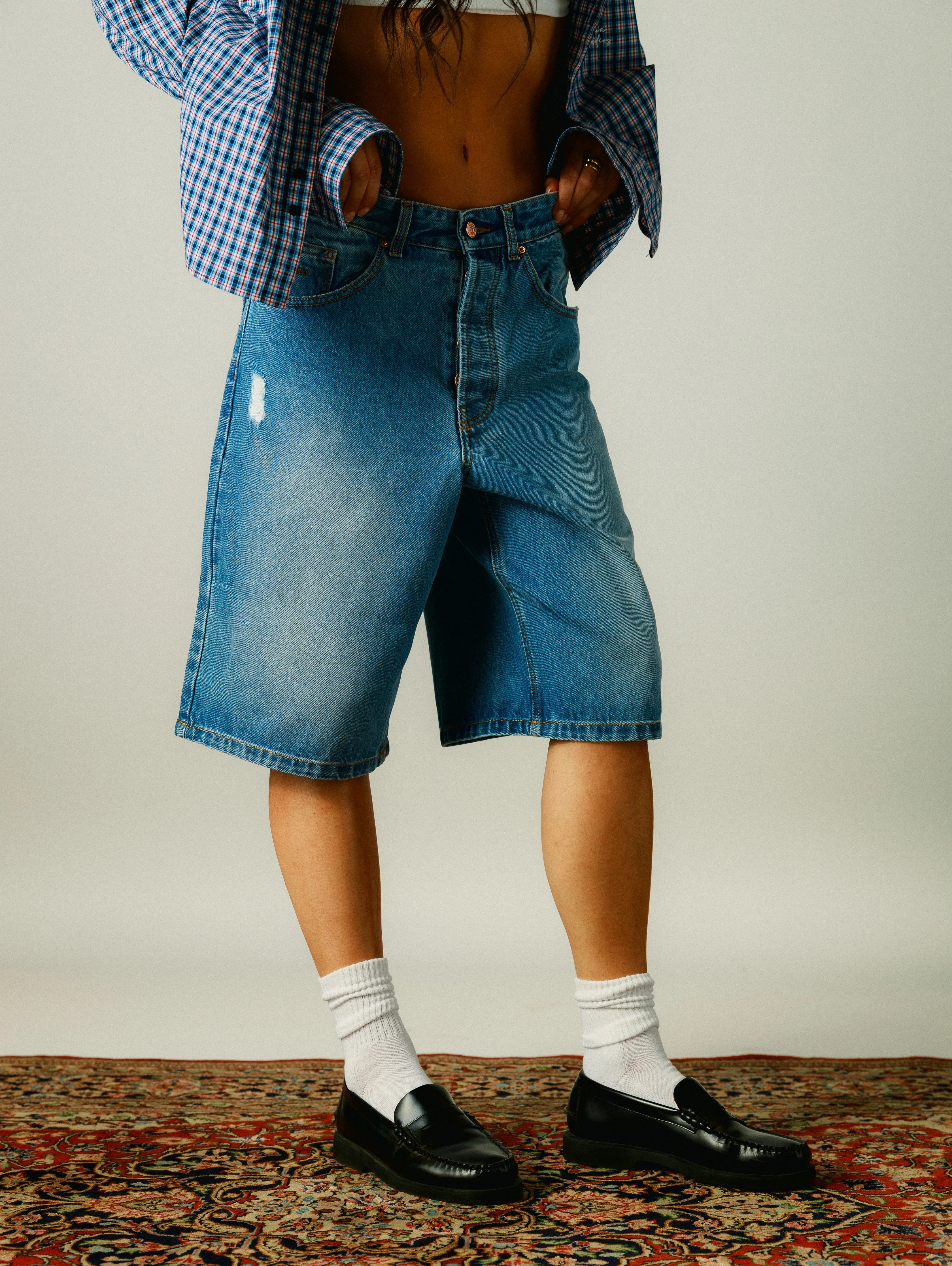 Bleach Denim Shorts