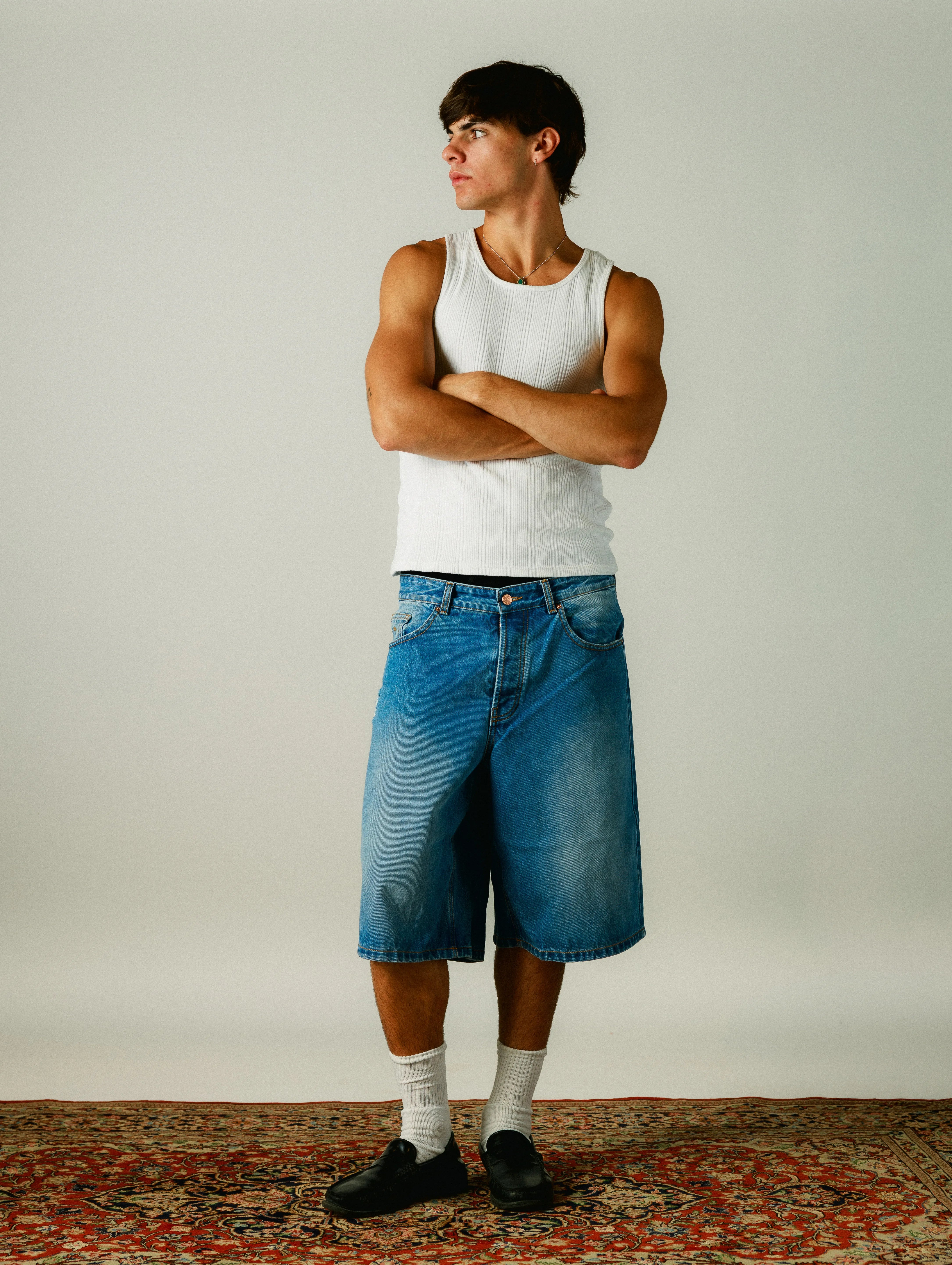 Bleach Denim Shorts