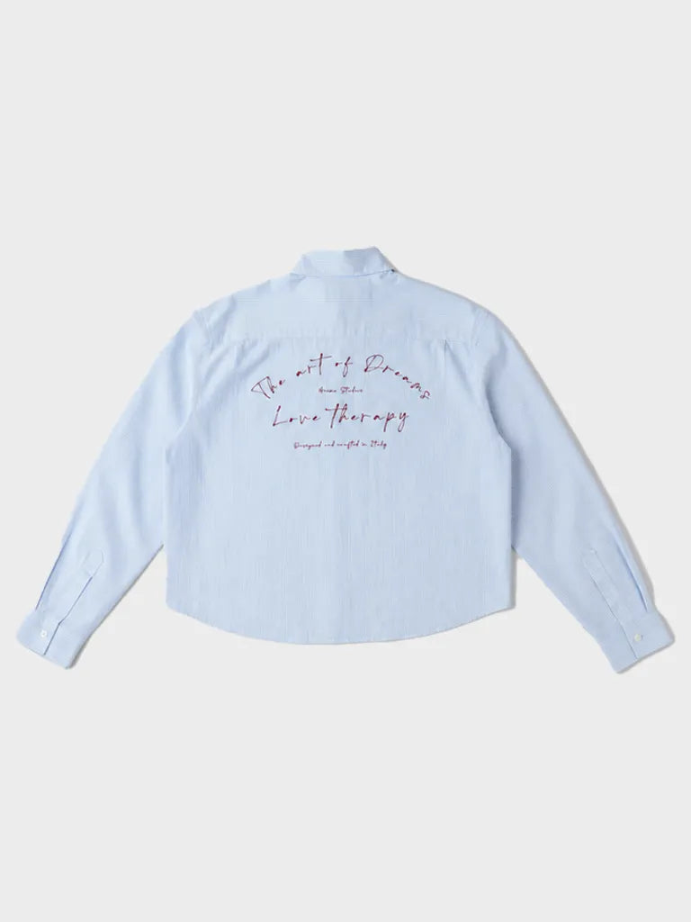 Embroidered Striped Seersucker Shirt
