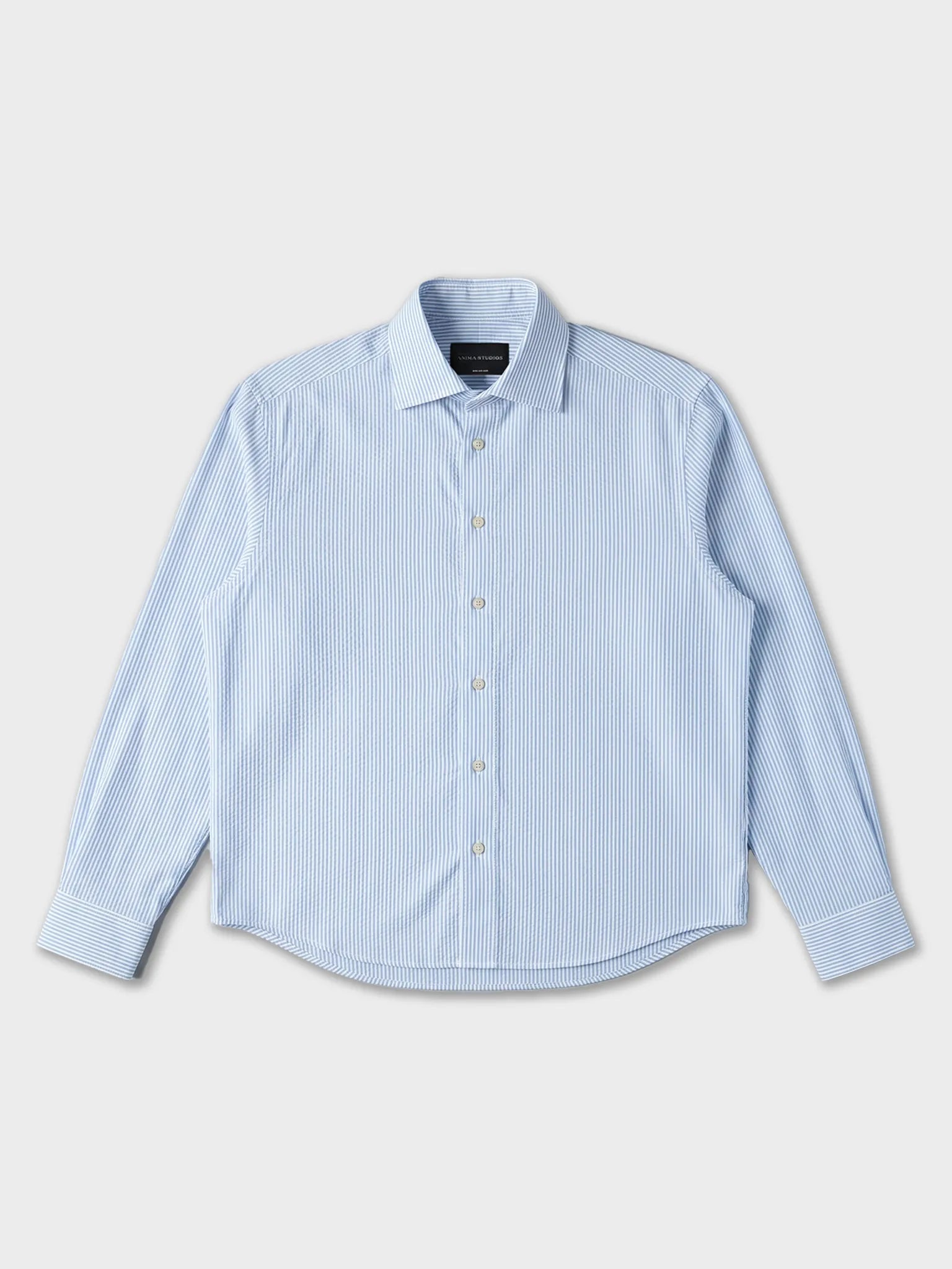 Embroidered Striped Seersucker Shirt