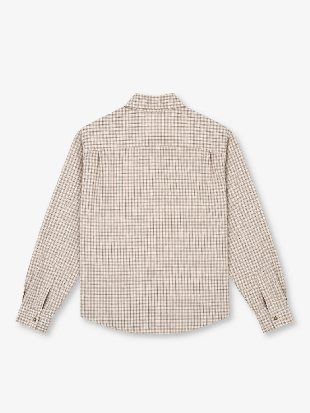 Check Shirt Anima Studios in popeline di cotone, quadretto piccolo beige, retro