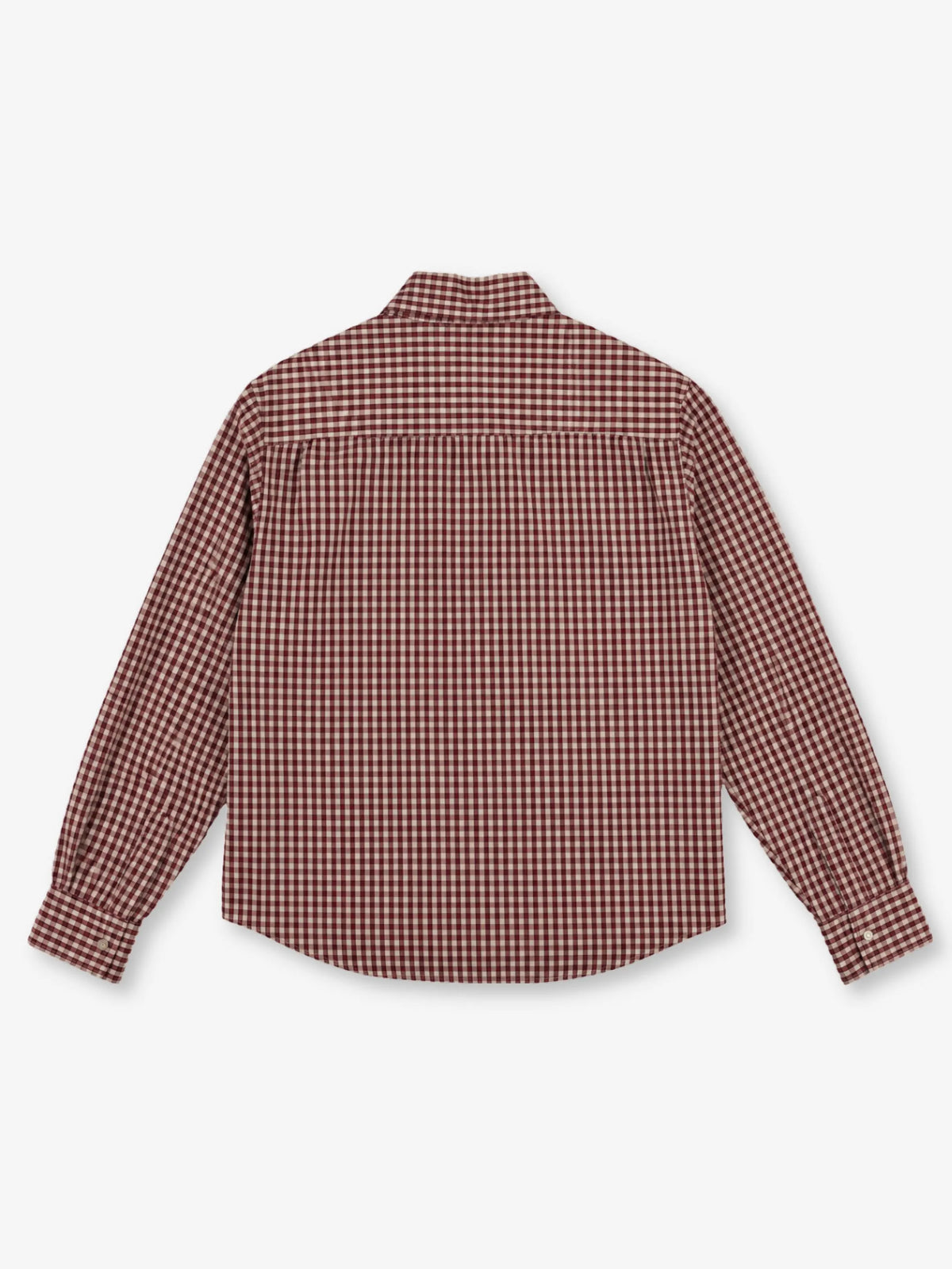 Check Shirt Anima Studios in popeline di cotone, quadretto piccolo bordeaux, retro