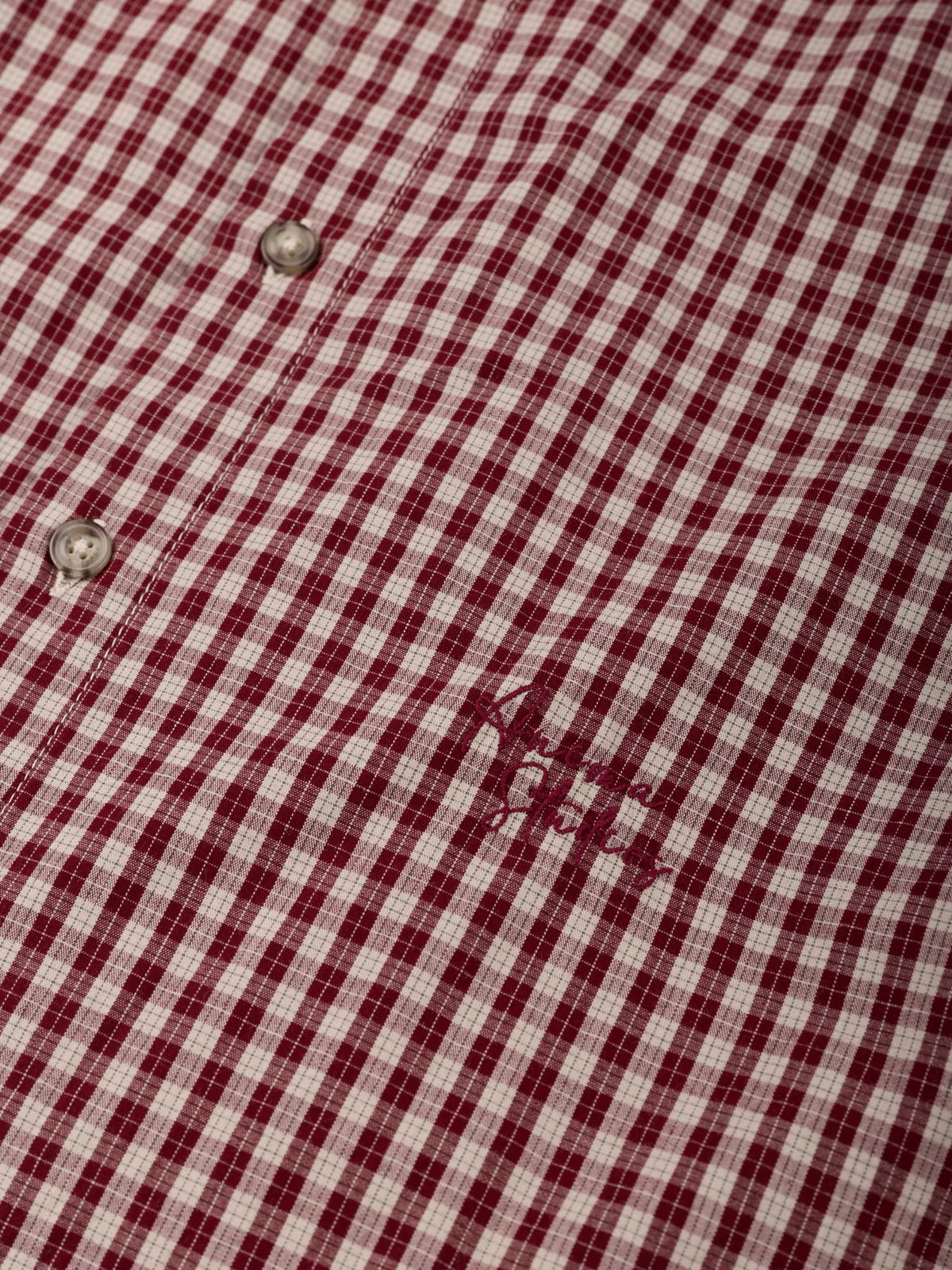 Check Shirt Bordeaux Check Anima Studios, dettaglio del tessuto