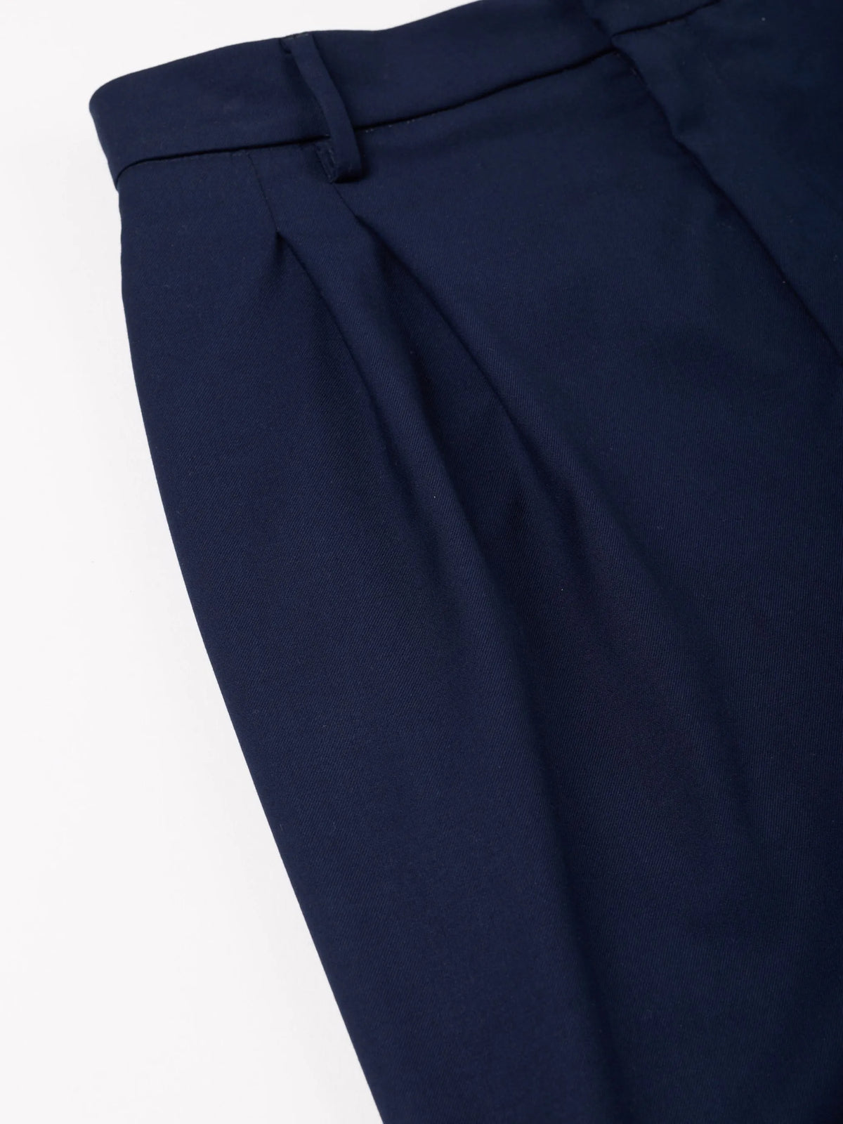 Double-Pleated Trousers Navy Anima Studios, dettaglio delle doppie pence