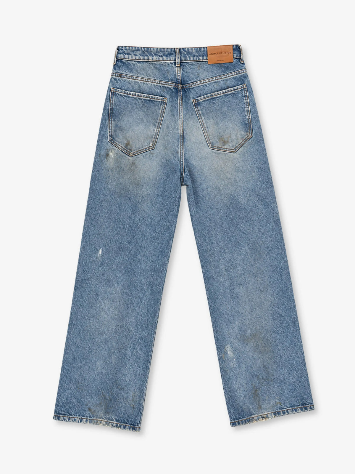 Dust Washed Denim Anima Studios, jeans cinque tasche in denim 14 once lavaggio Dust, retro