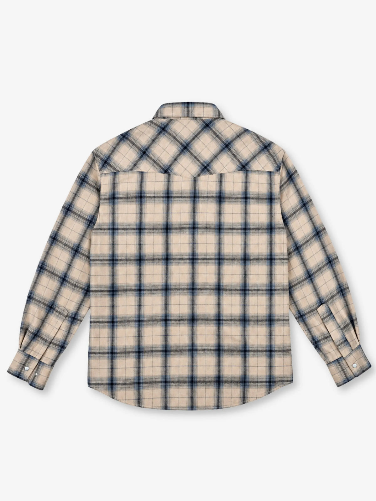 Western Flannel Overshirt Anima Studios in flanella garzata beige con carré western, retro