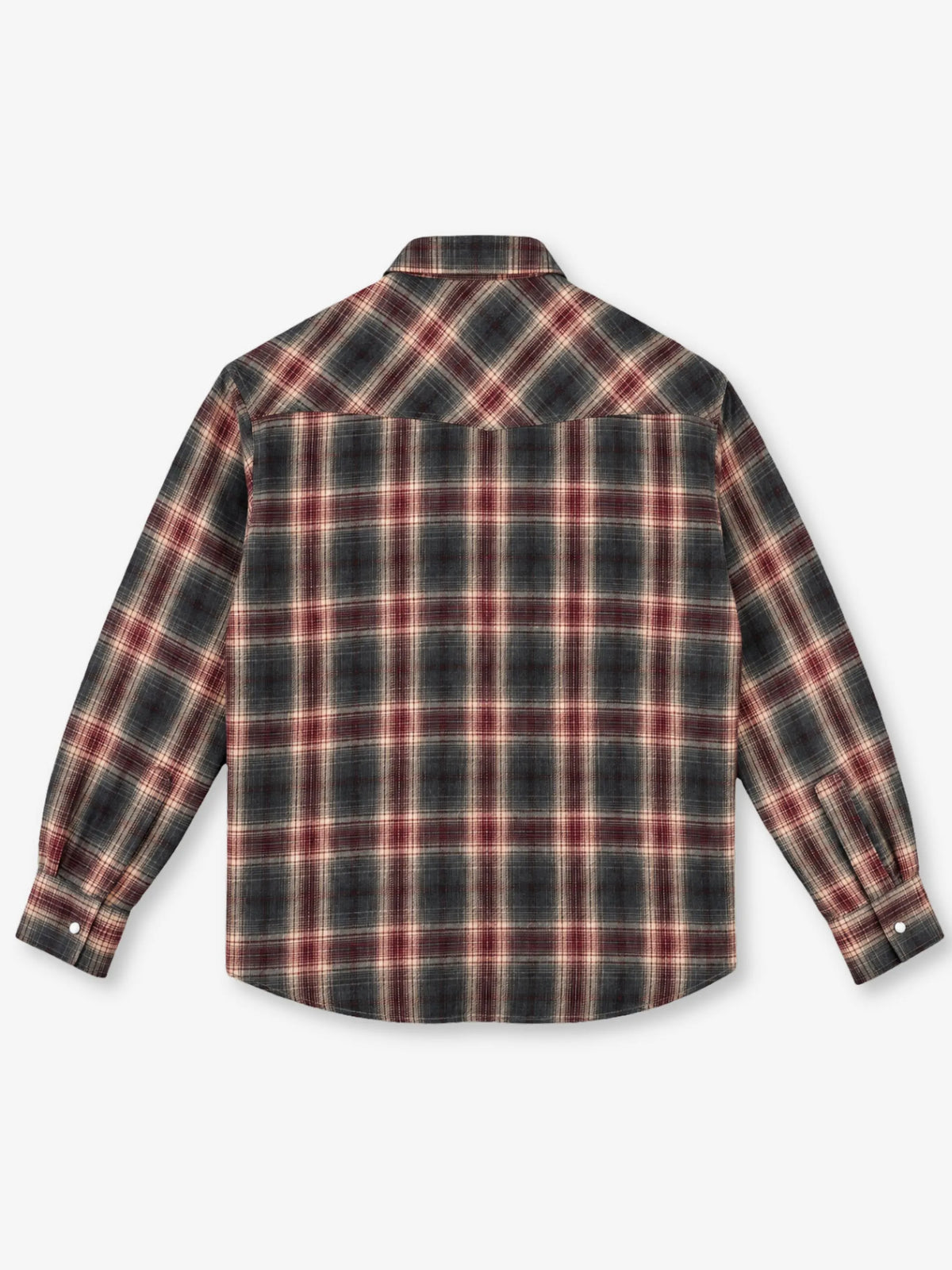 Western Flannel Overshirt Anima Studios in flanella garzata rossa con carré western, retro