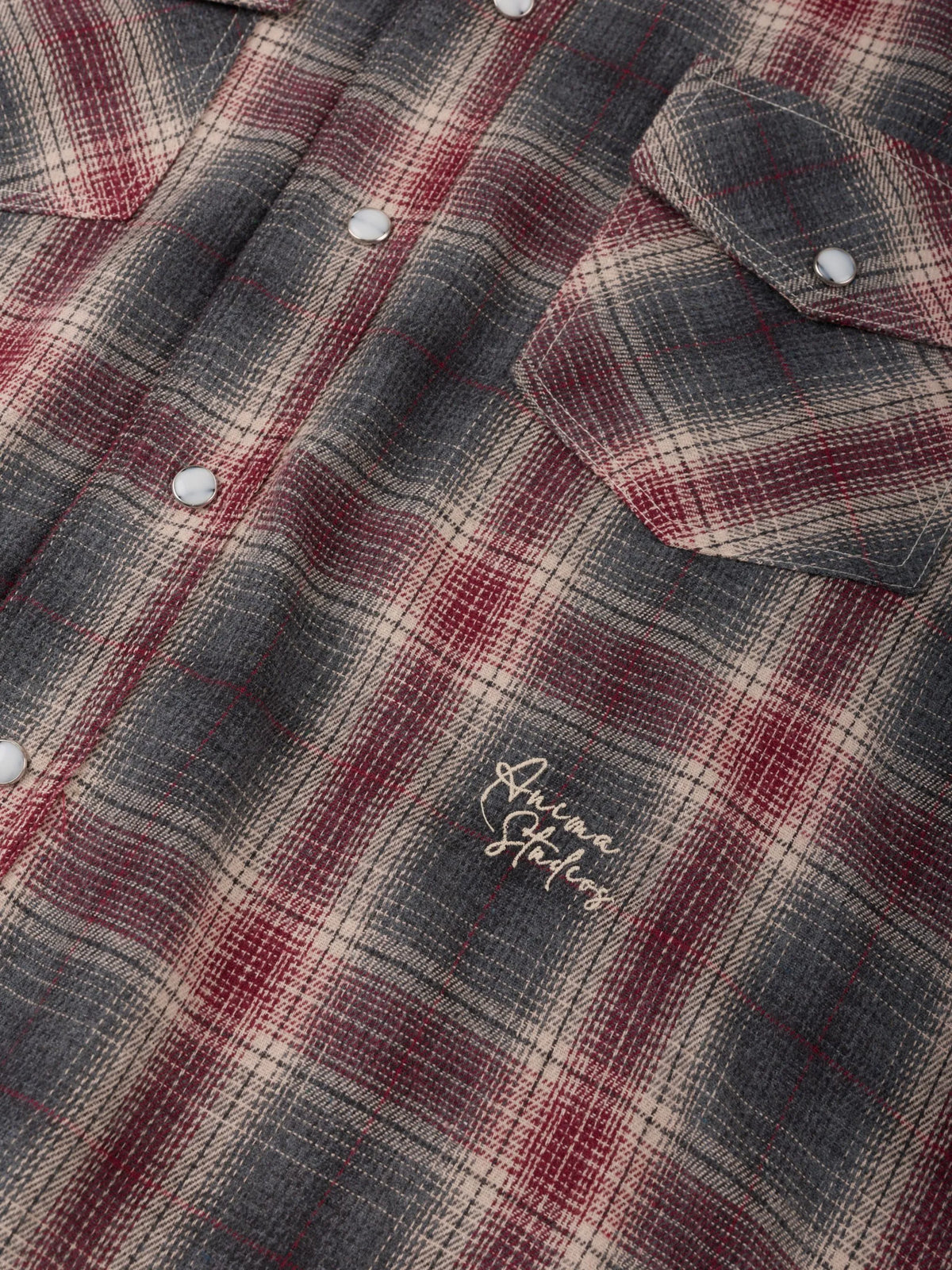 Western Flannel Overshirt Red Anima Studios, dettaglio del carré western