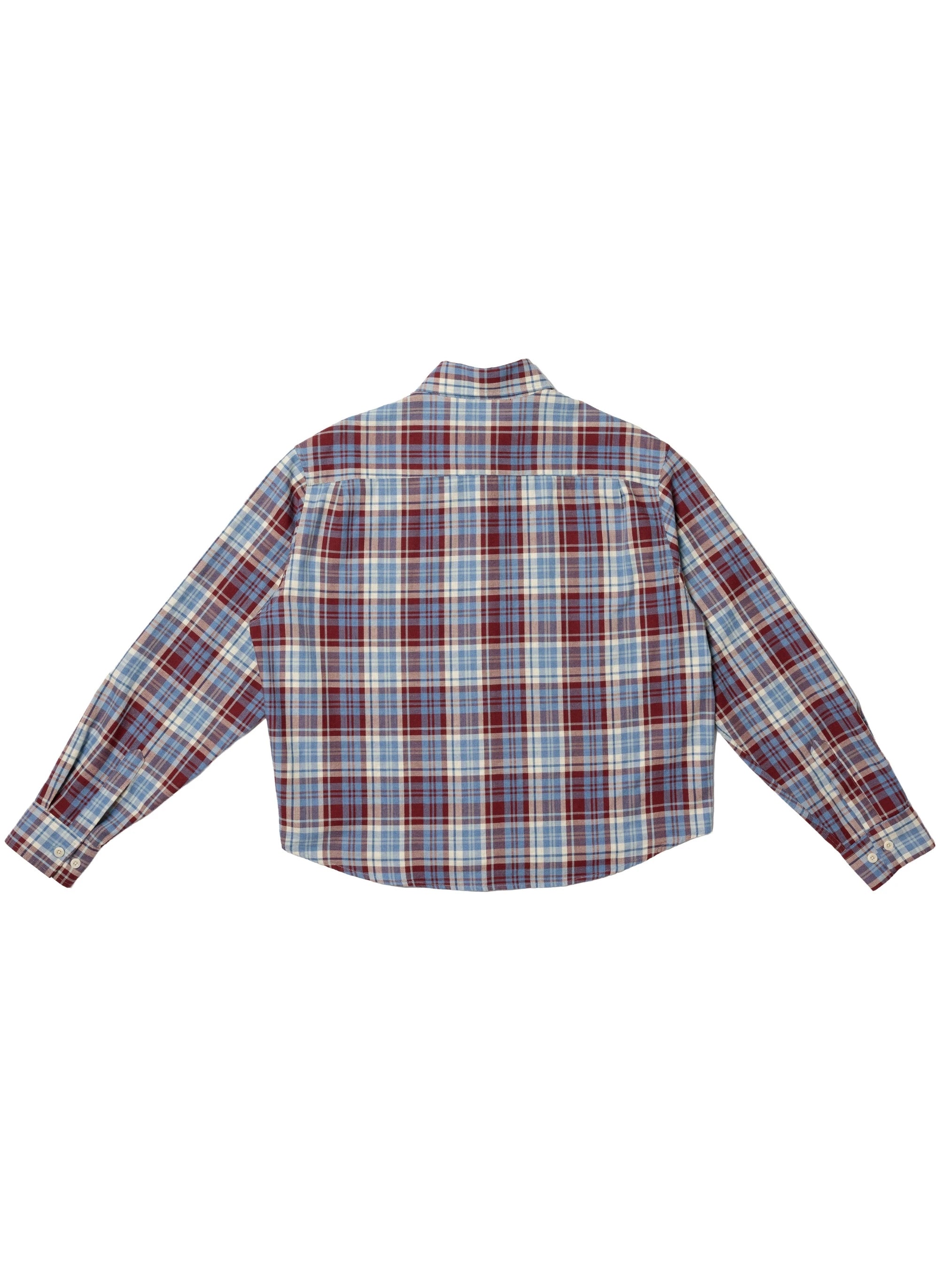 Red-Blue Cropped Checked Shirt