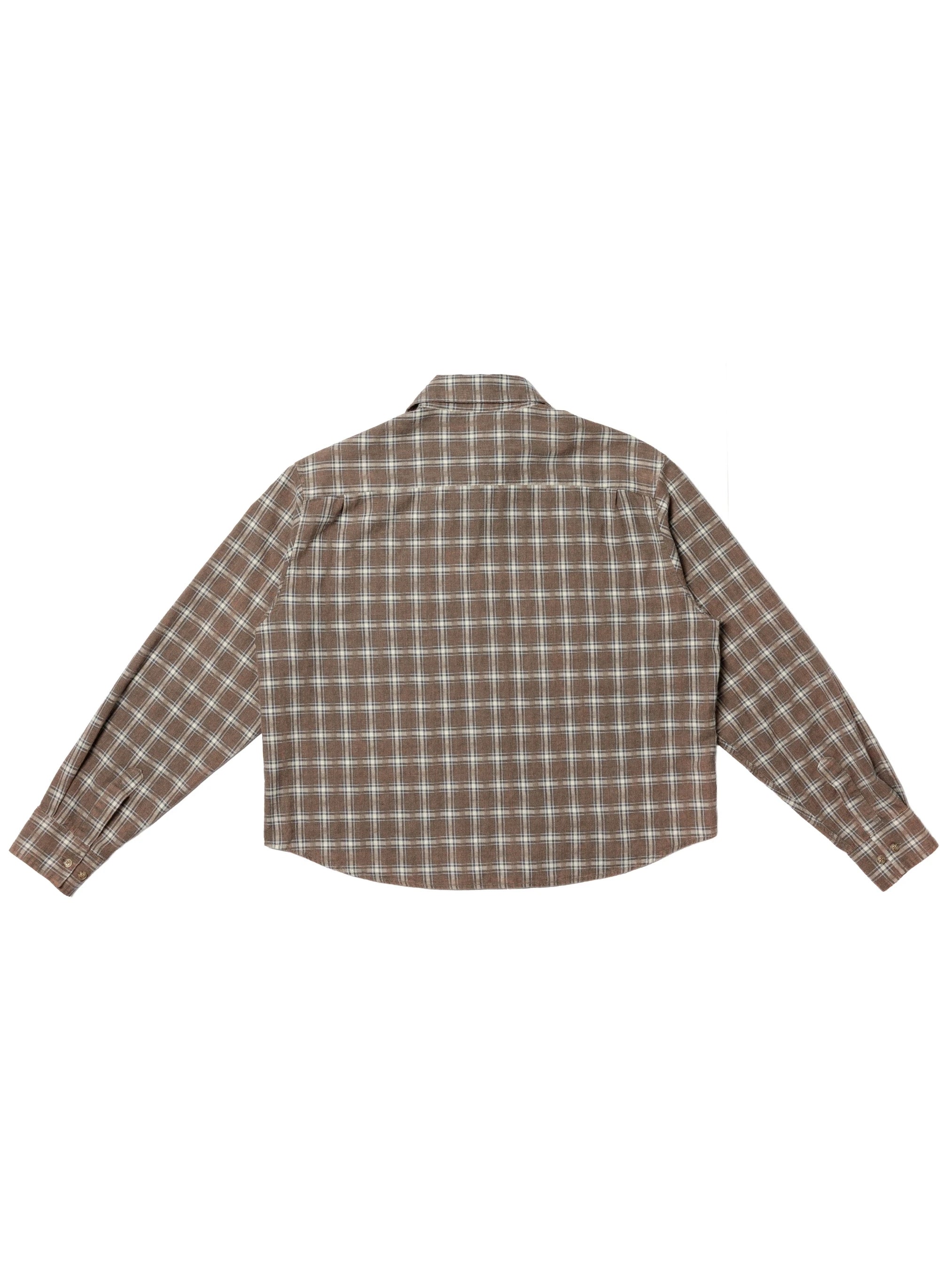 Brown Cropped Checked Shirt