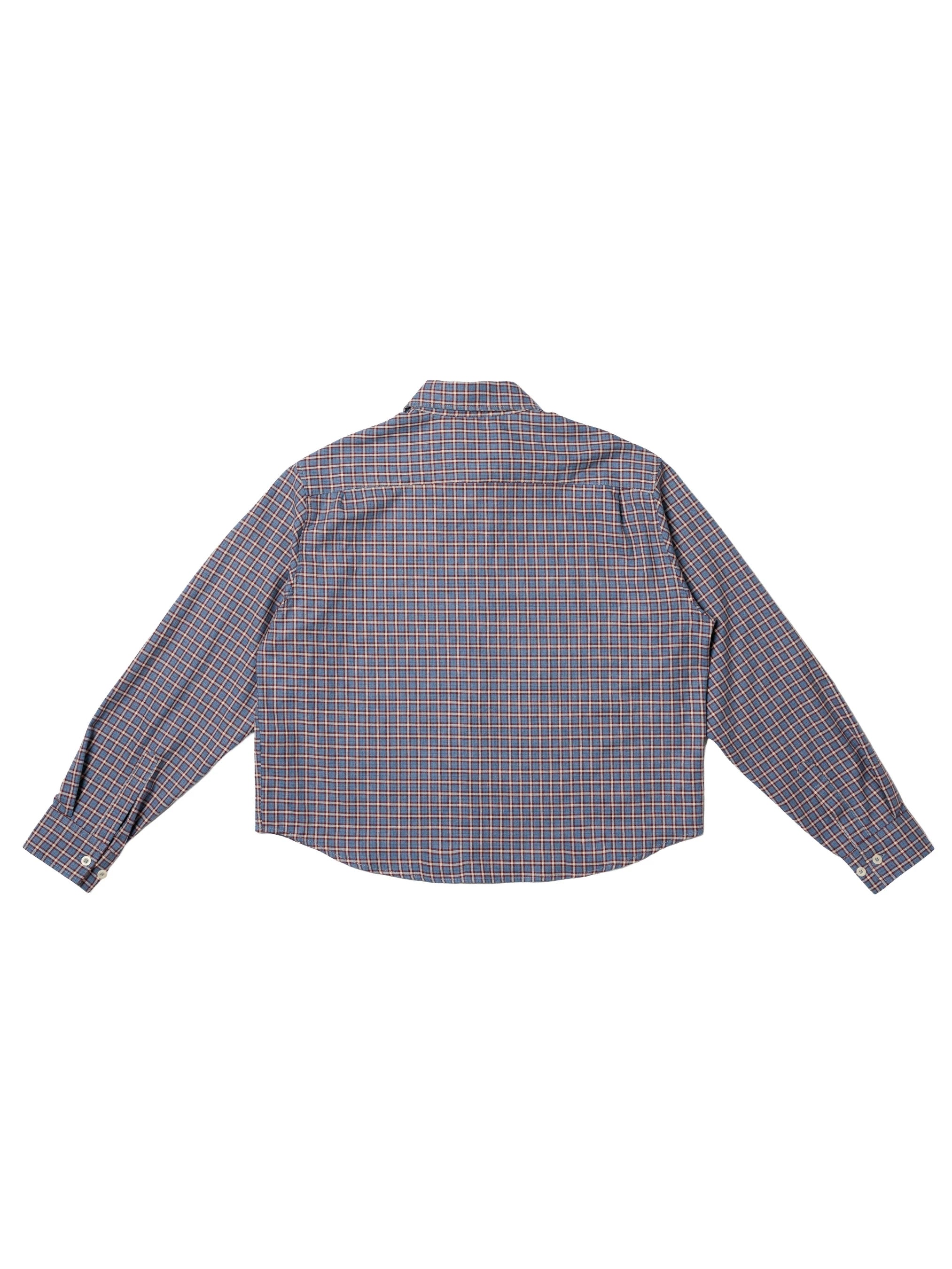 Blue Cropped Checked Shirt