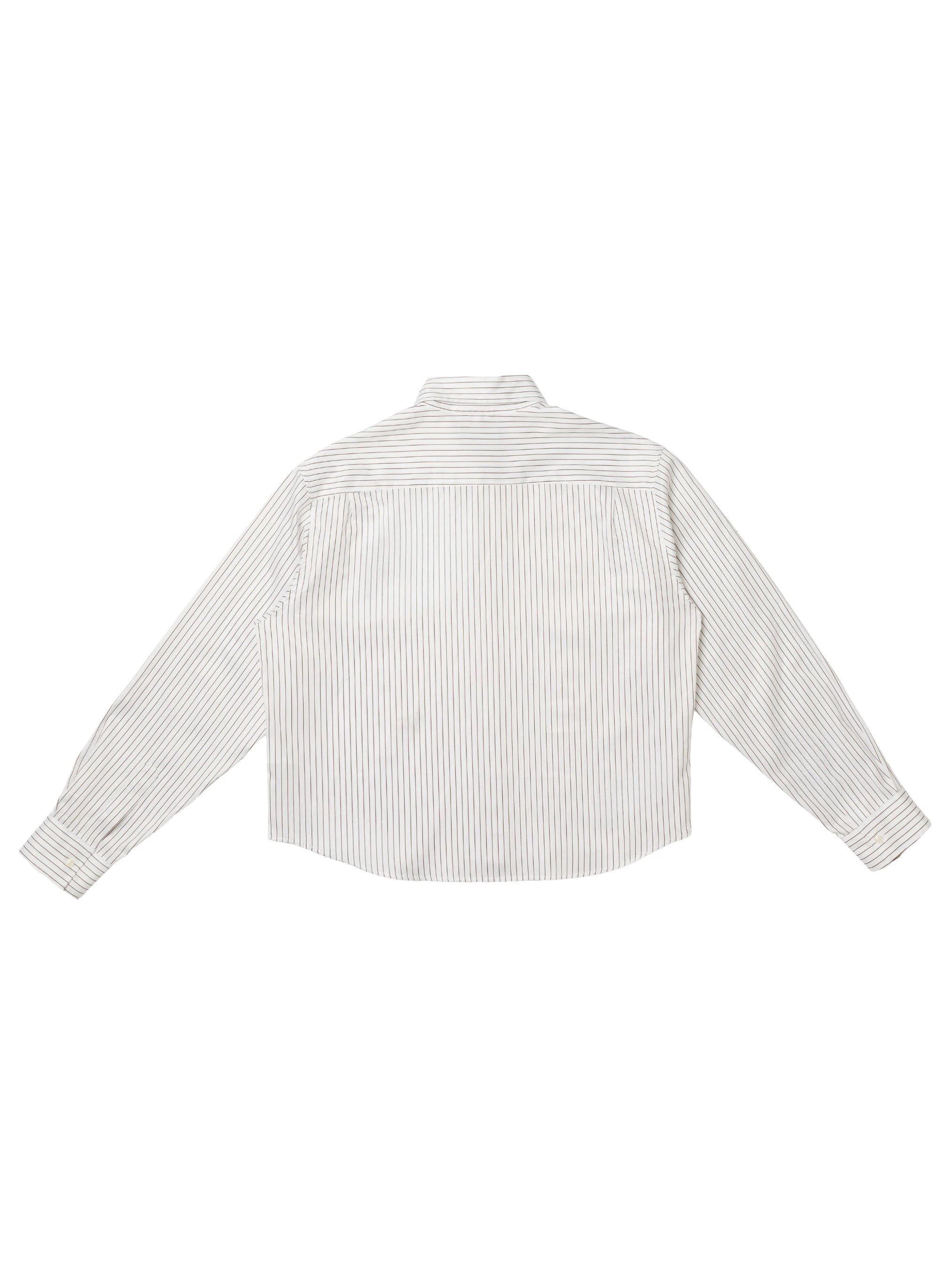 White Cropped Striped Shirt
