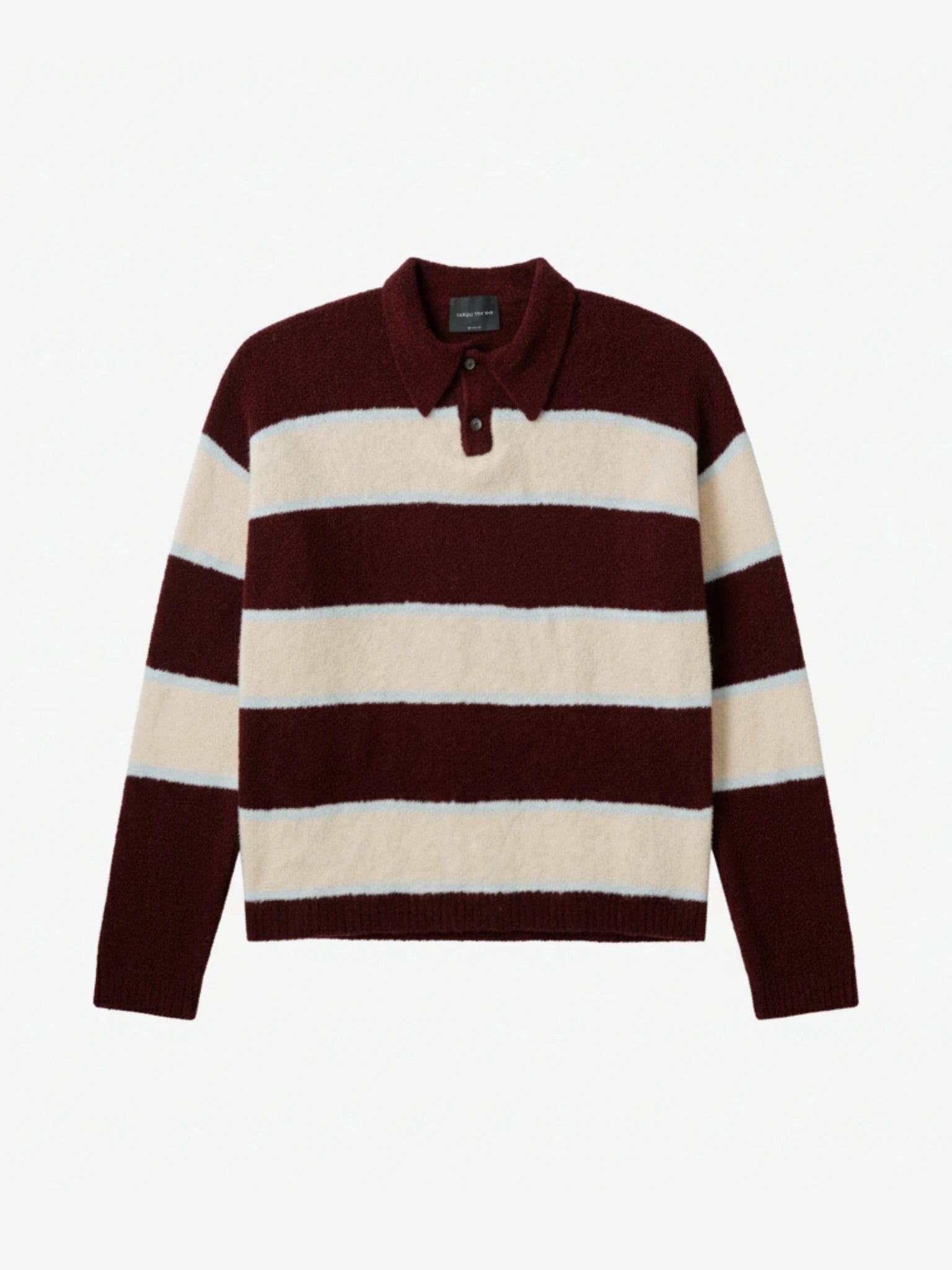 Long-sleeved bouclé polo