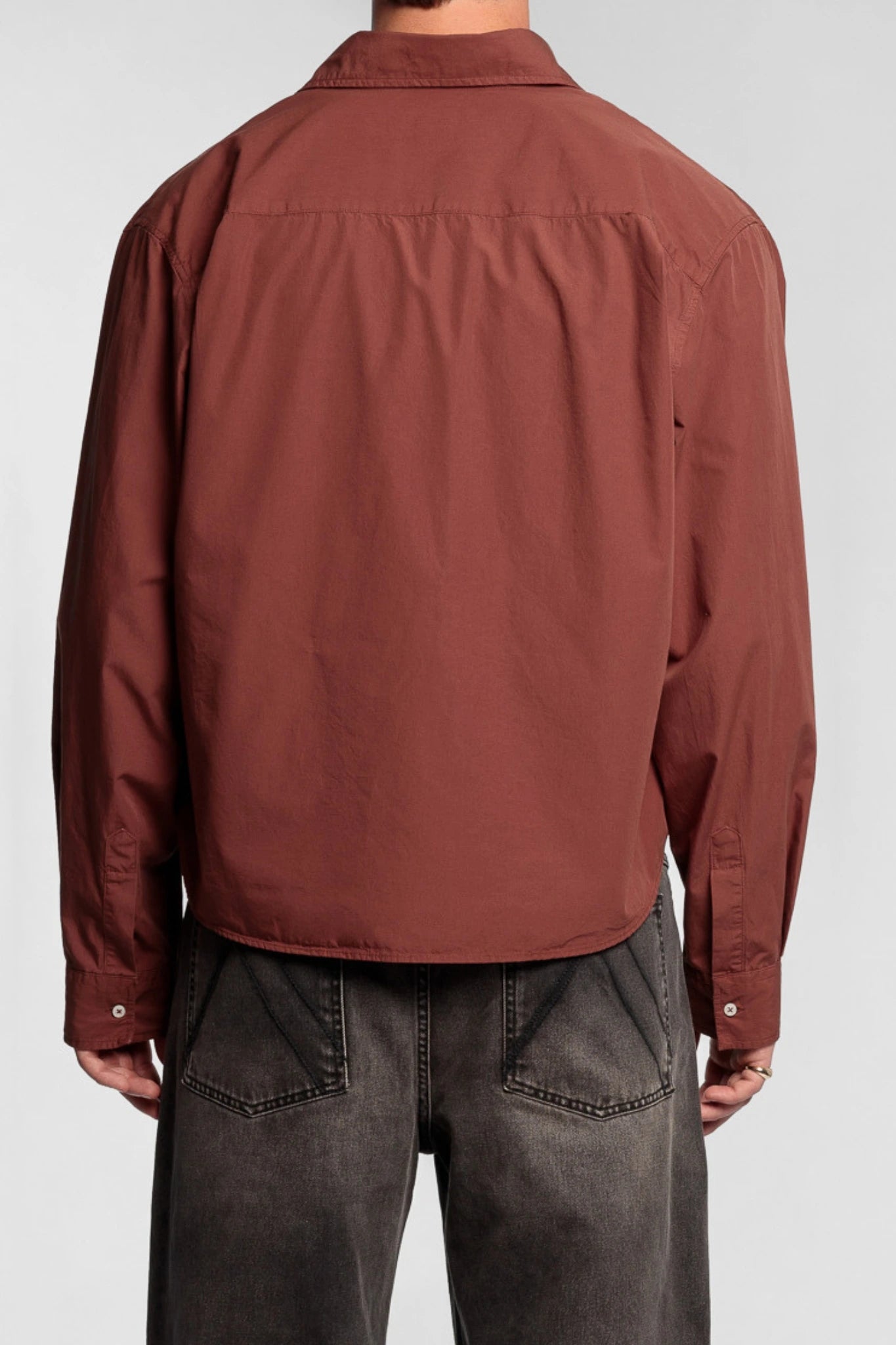 Brown Cropped Cotton Shirt