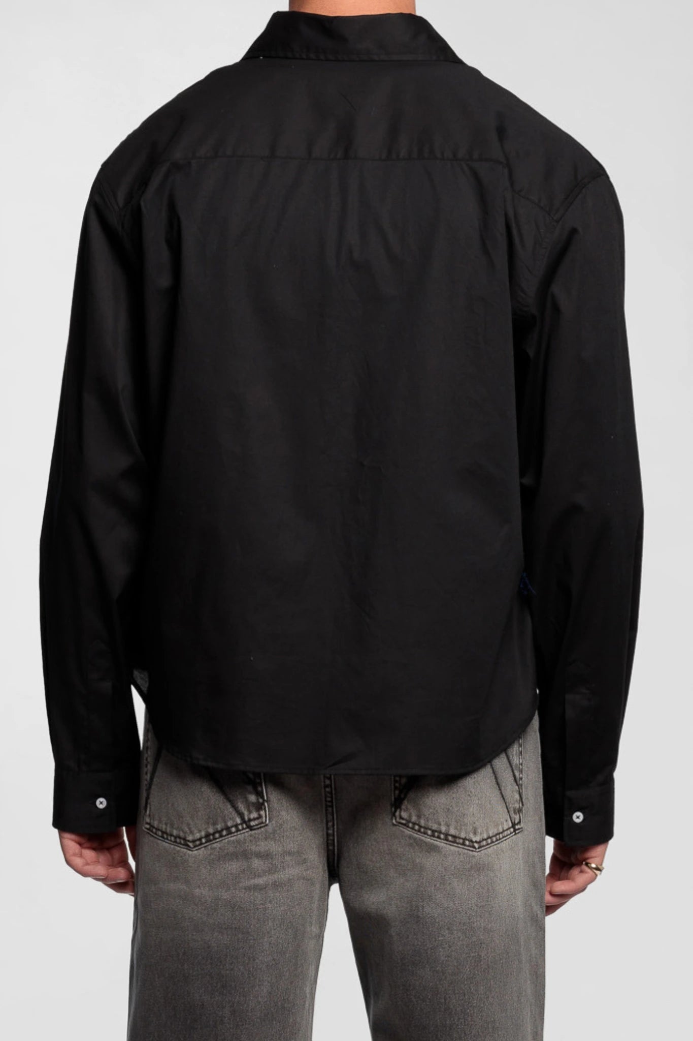 Black Cropped Cotton Shirt