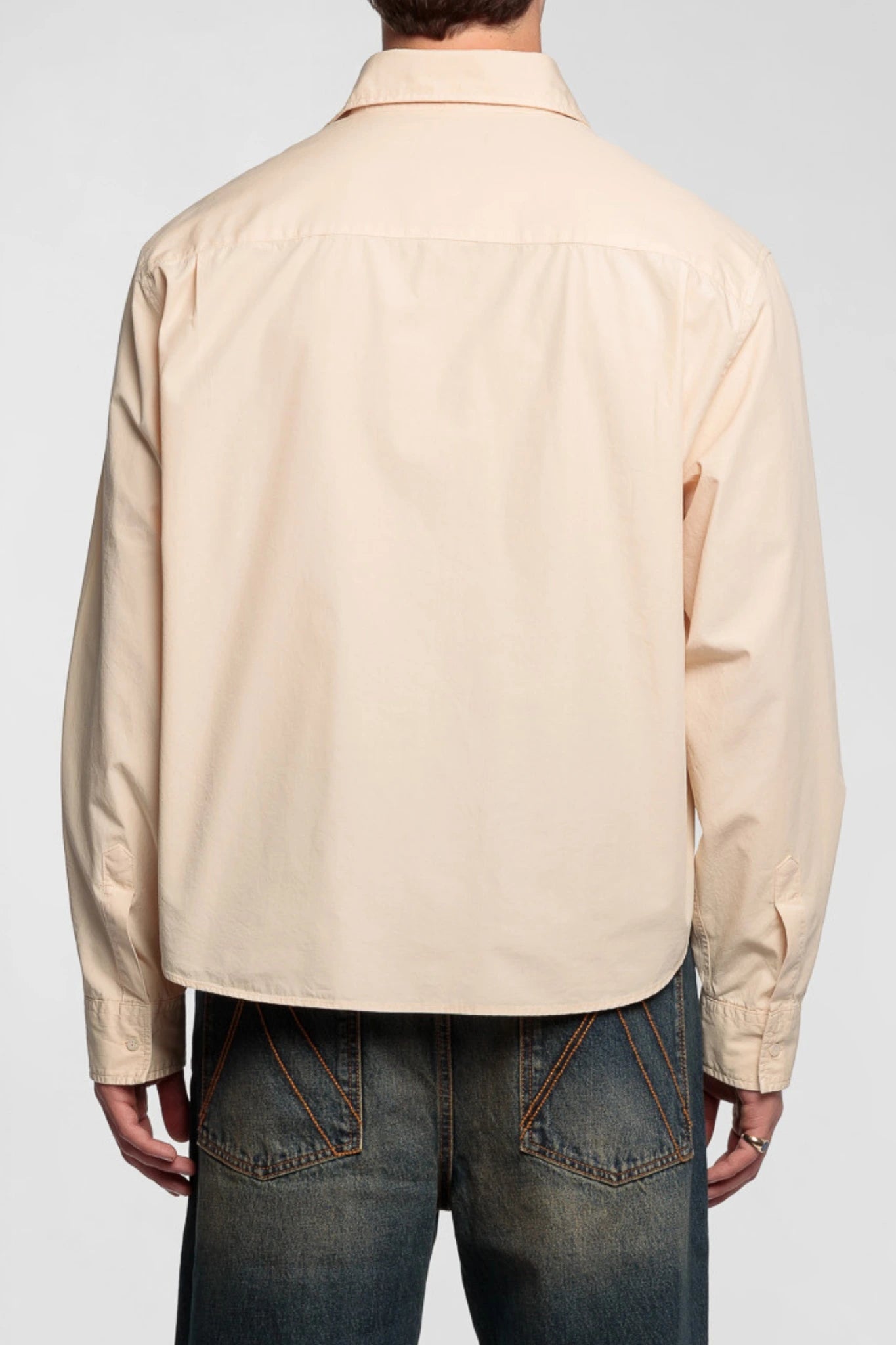 Beige Cropped Cotton Shirt