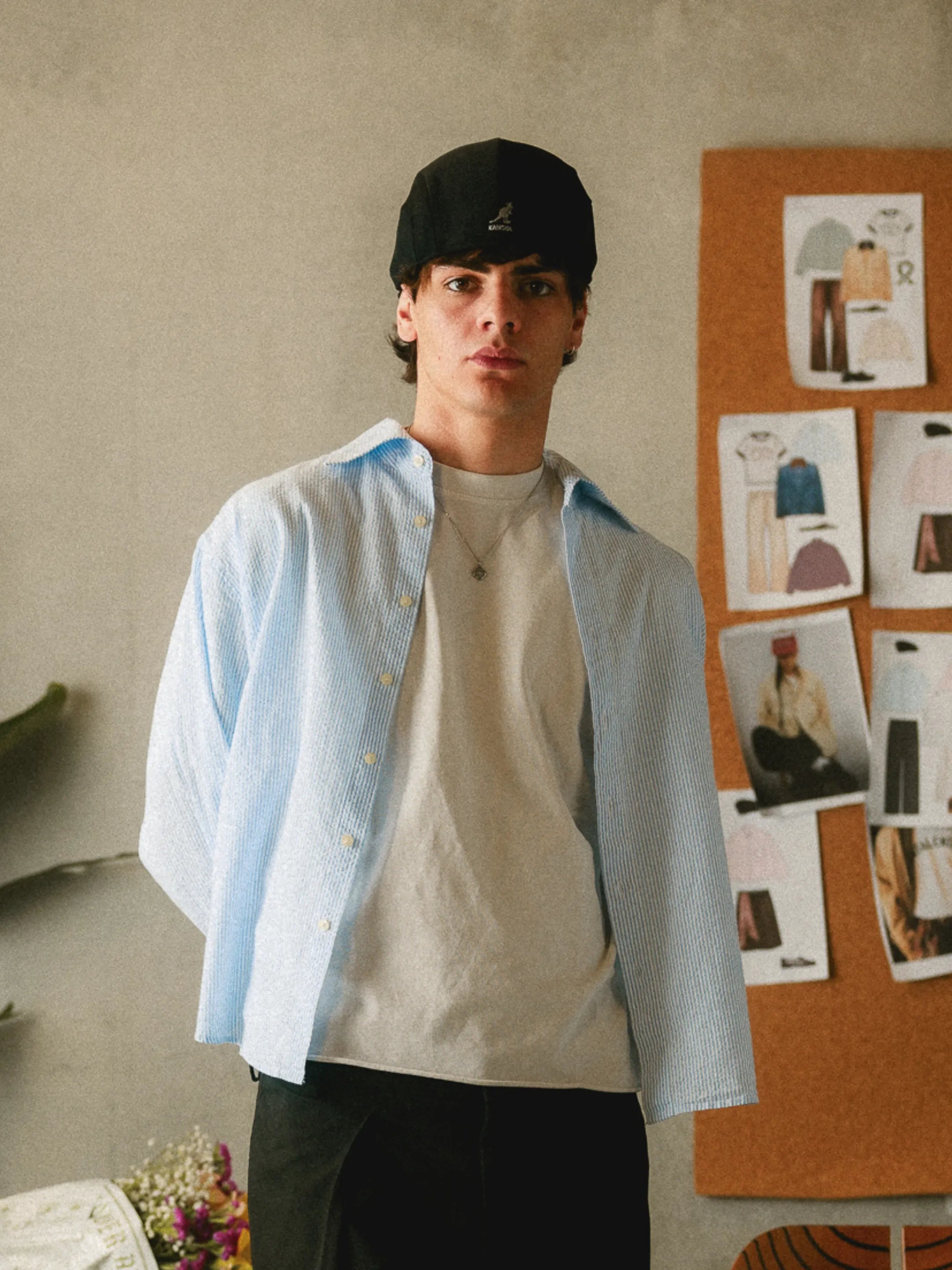 Embroidered Striped Seersucker Shirt