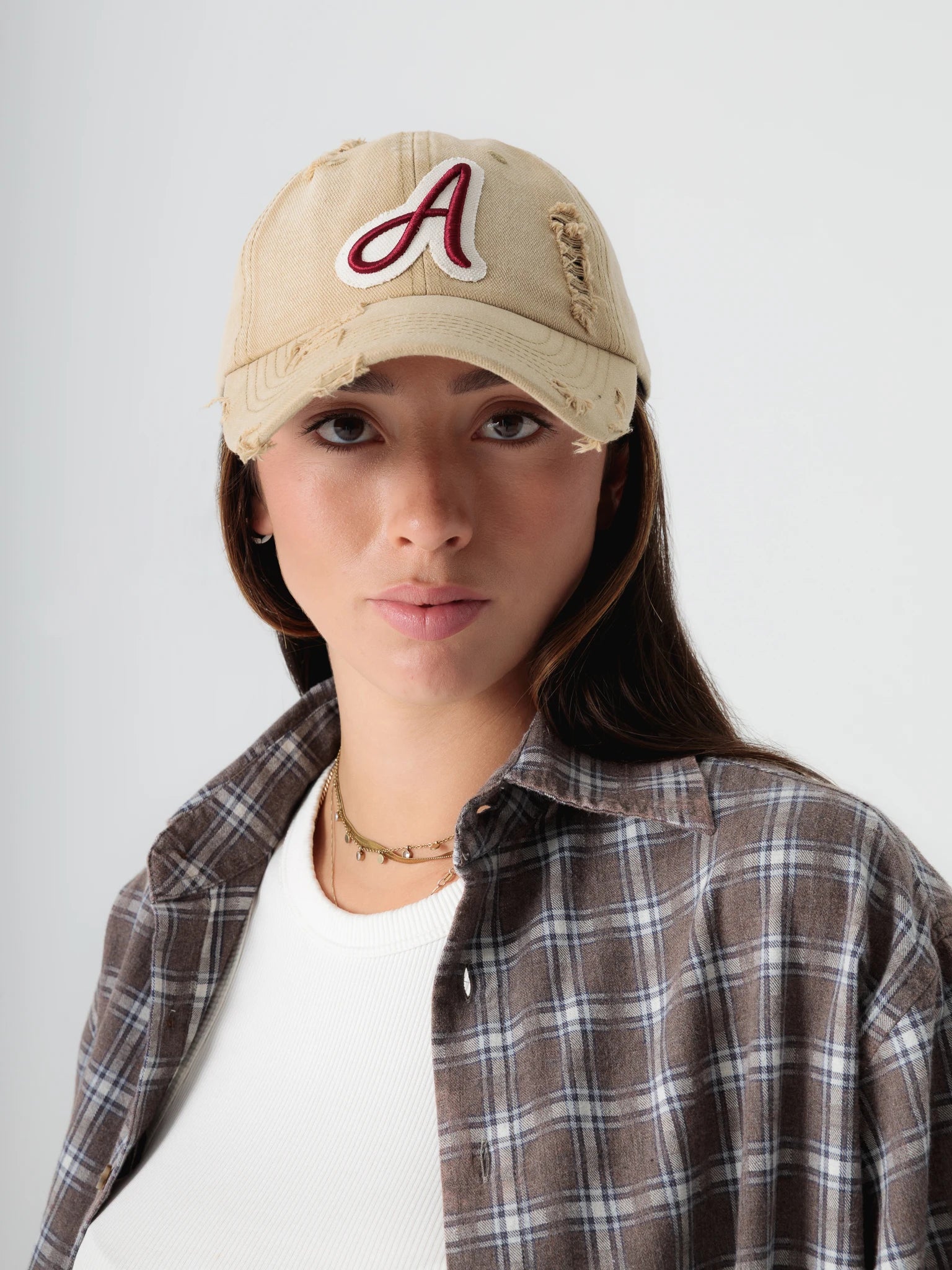 Embroidered Beige Cap