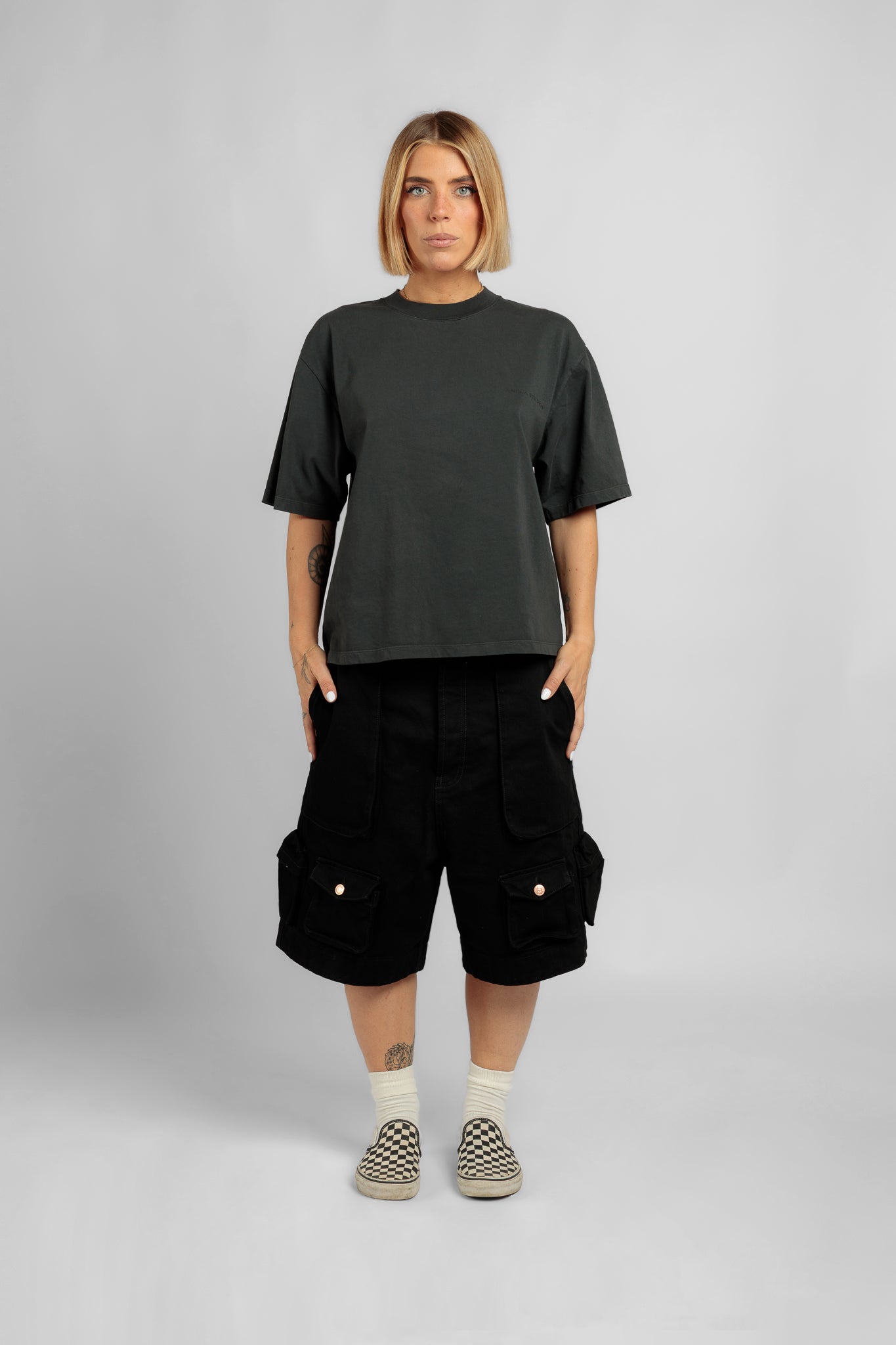 Black Eight Pockets Cargo Shorts