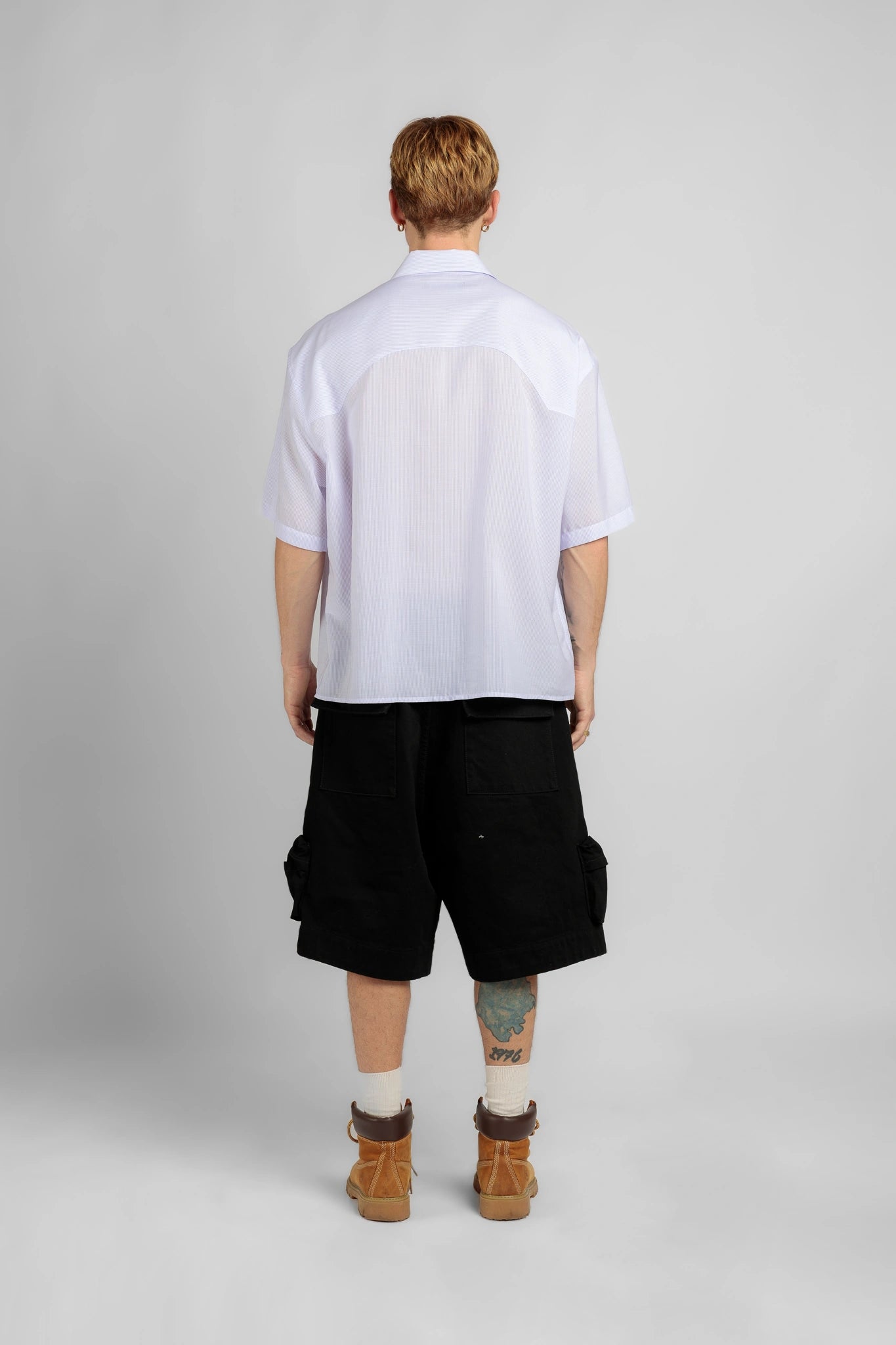 Camicia Lilla a Righe Manica Corta