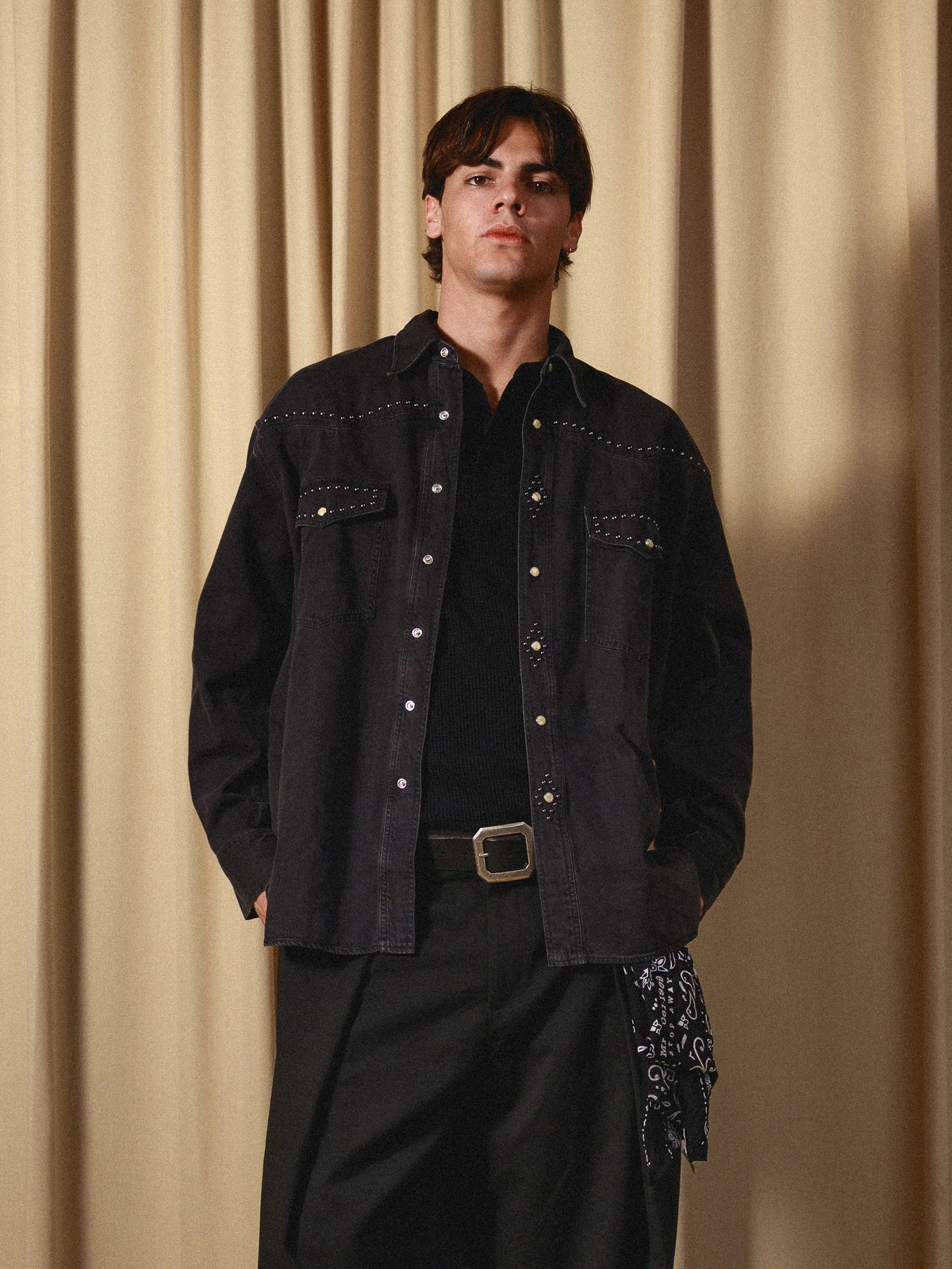 Studded Denim Overshirt