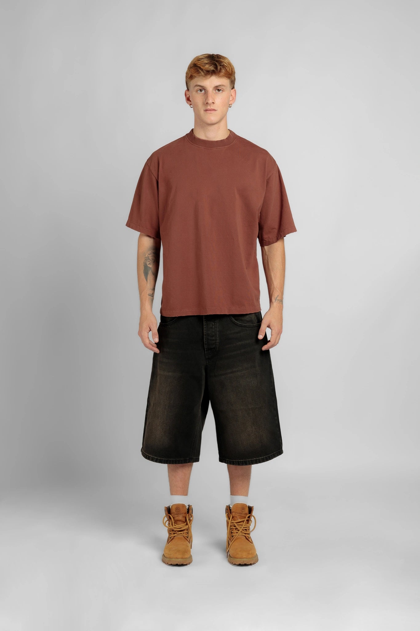 Black Sandblasted Denim Shorts