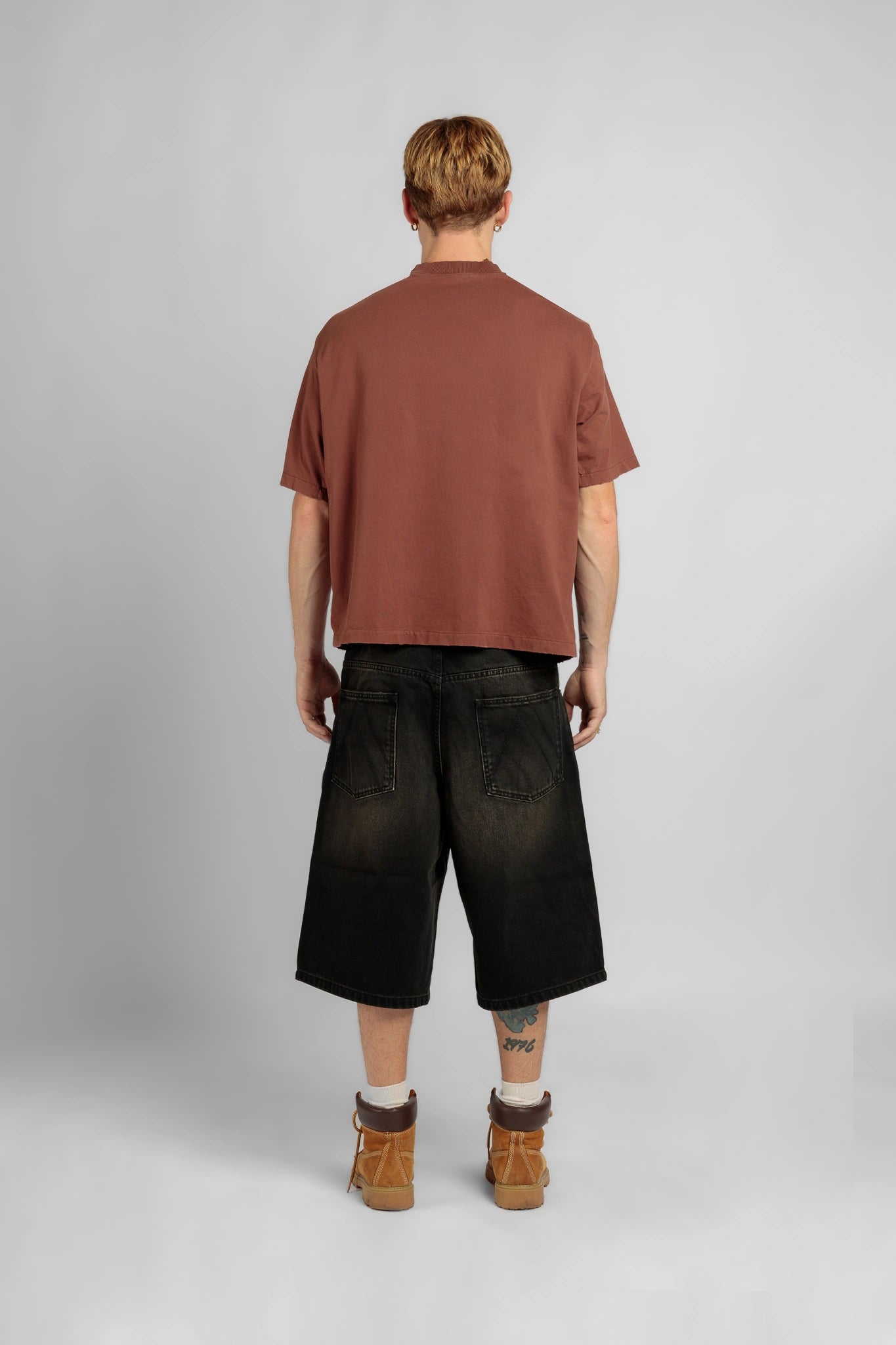 Black Sandblasted Denim Shorts