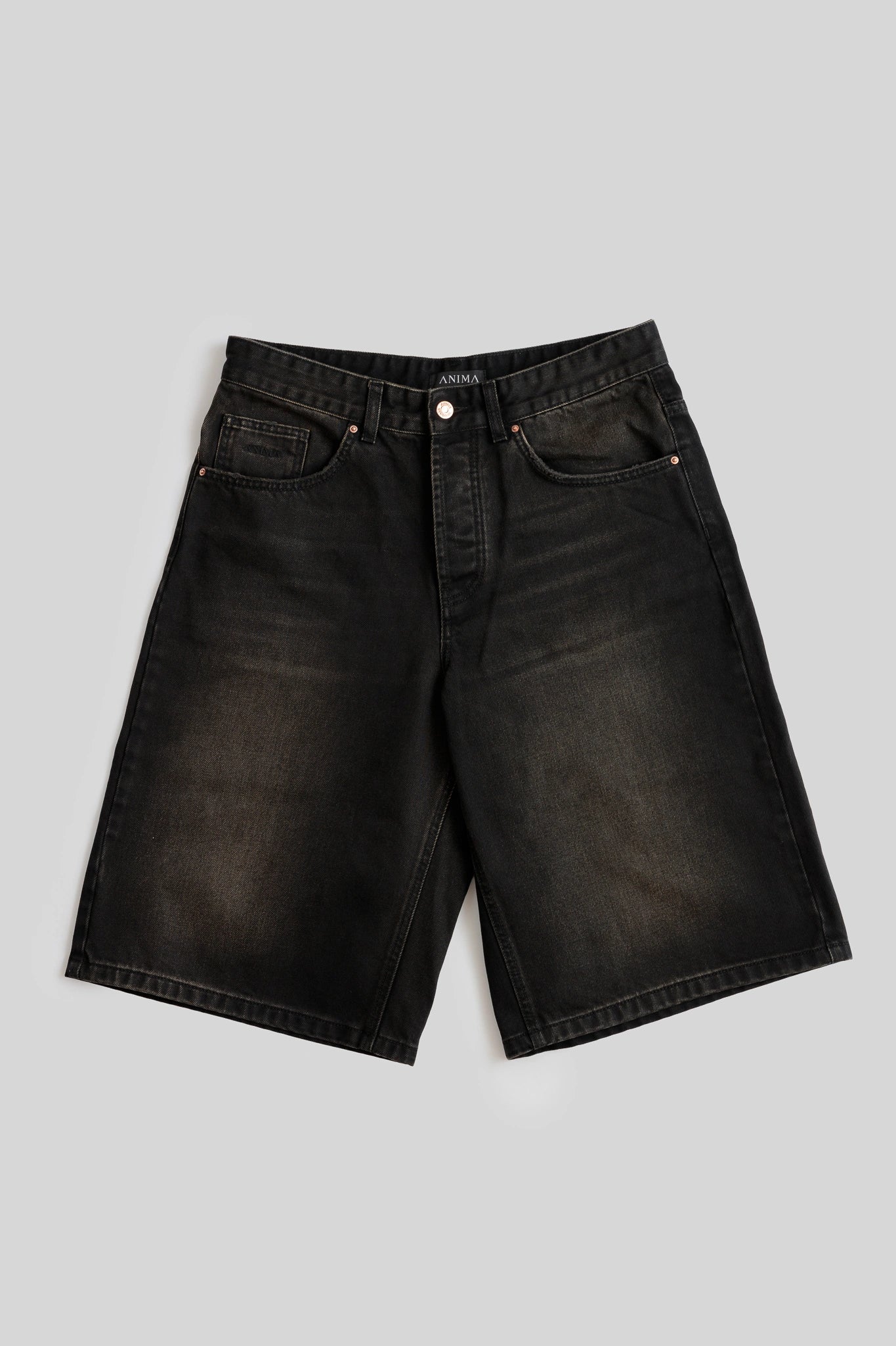 Black Sandblasted Denim Shorts