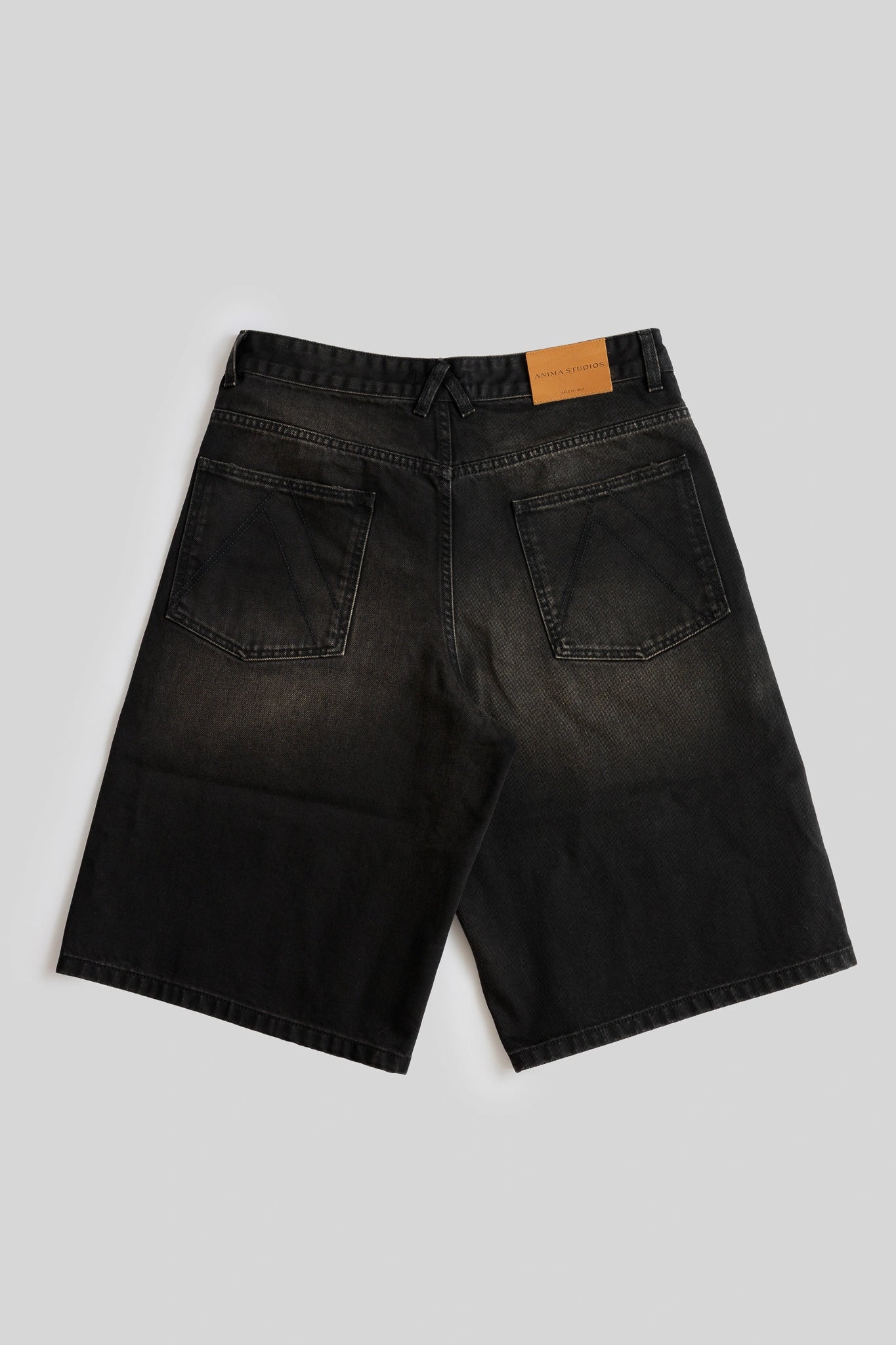 Black Sandblasted Denim Shorts