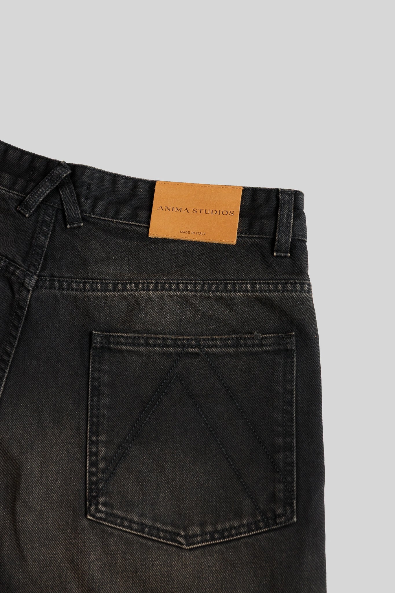 Black Sandblasted Denim Shorts