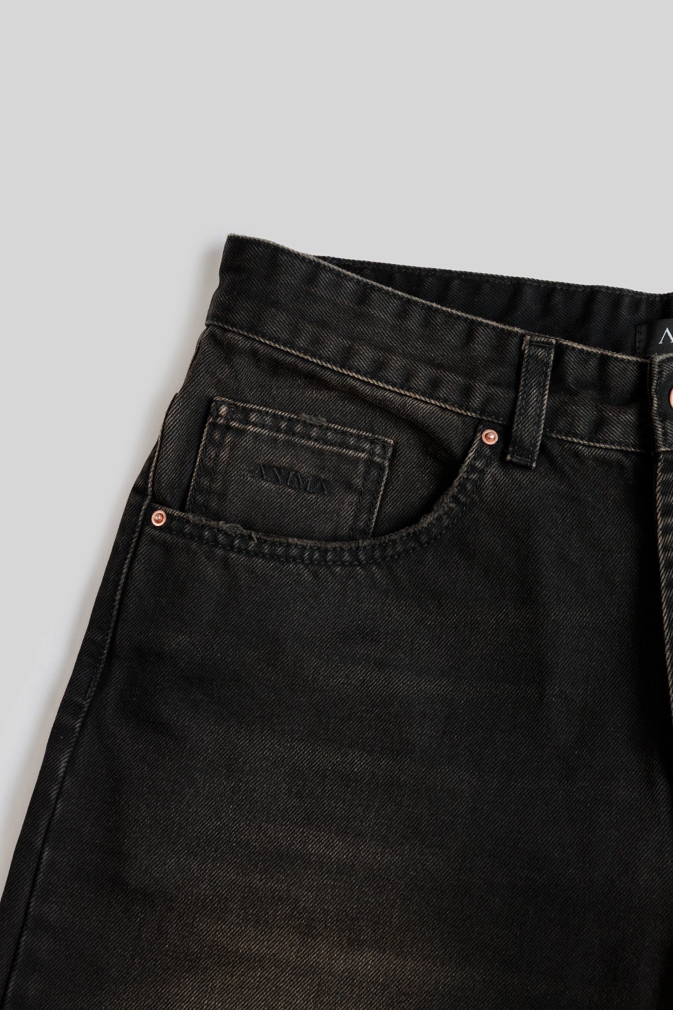 Black Sandblasted Denim Shorts