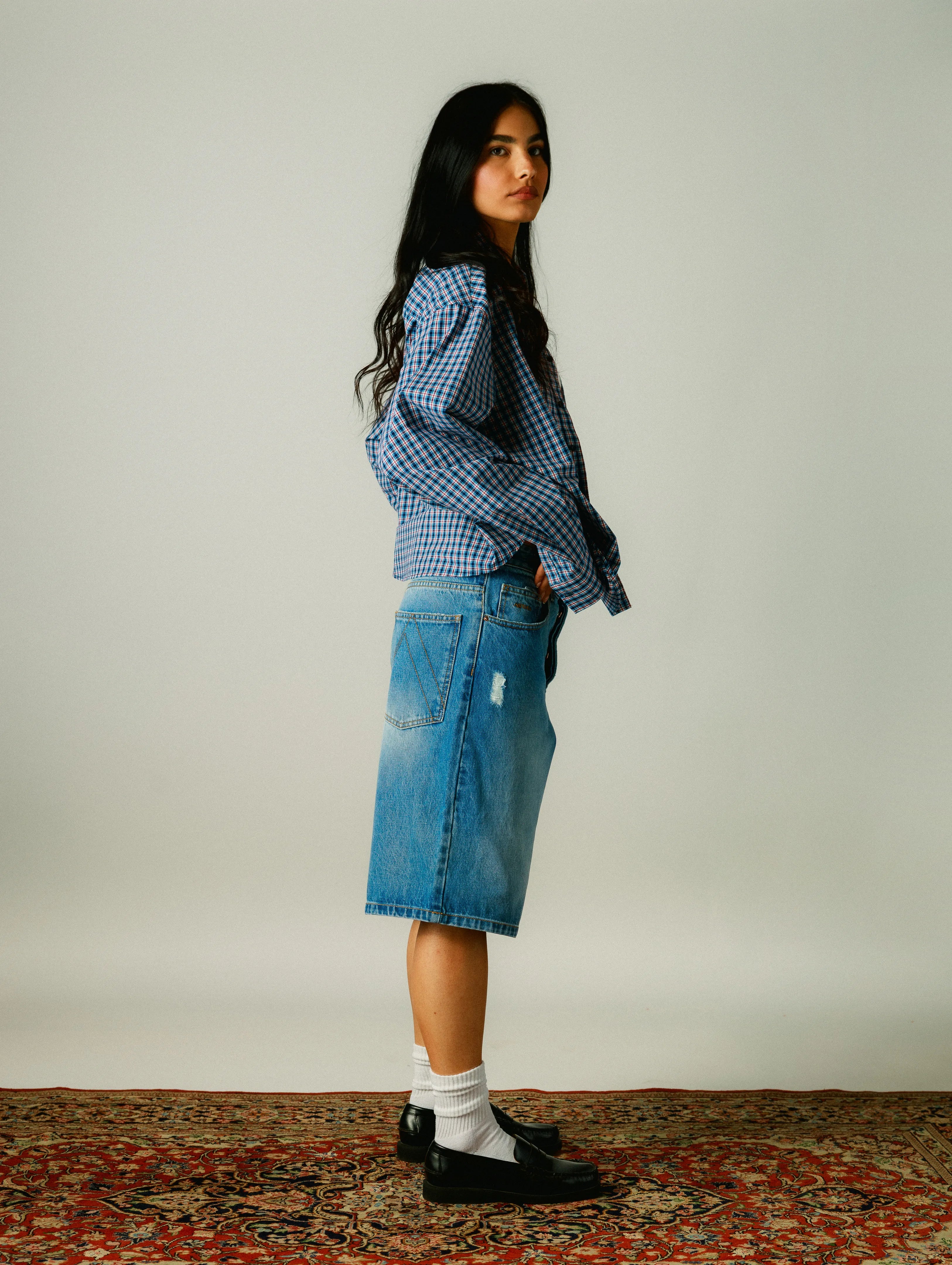 Bleach Denim Shorts