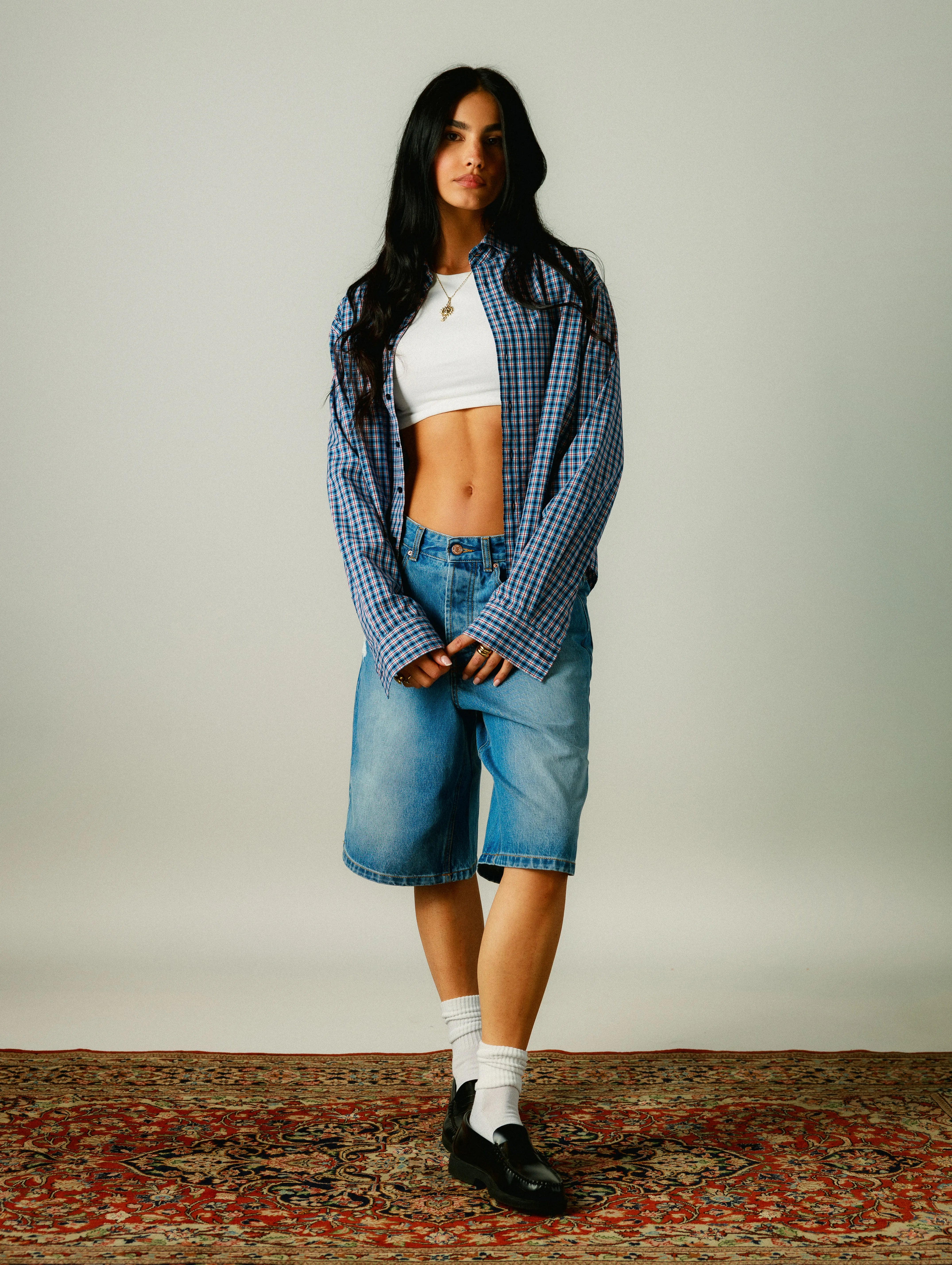 Bleach Denim Shorts