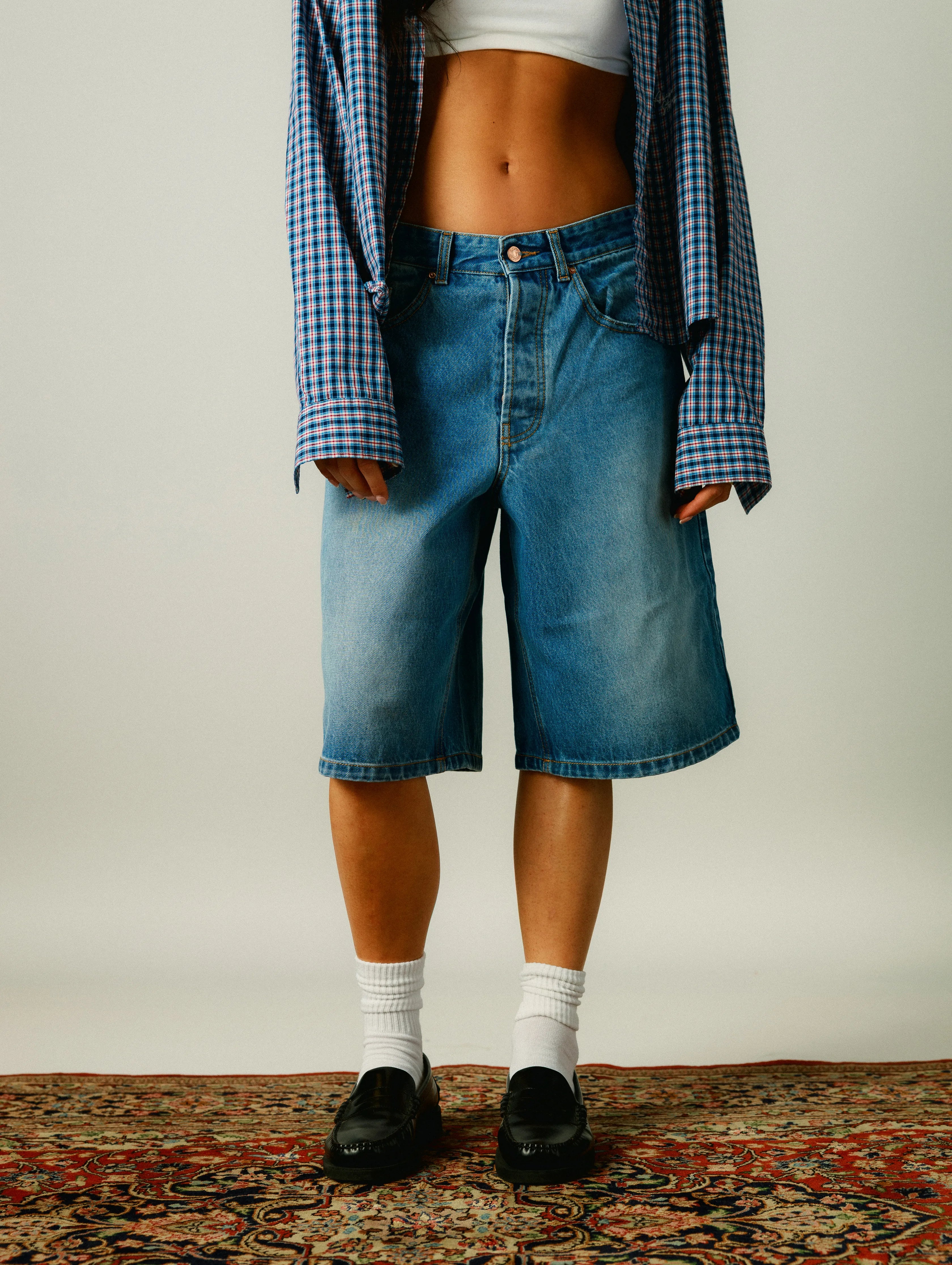 Bleach Denim Shorts