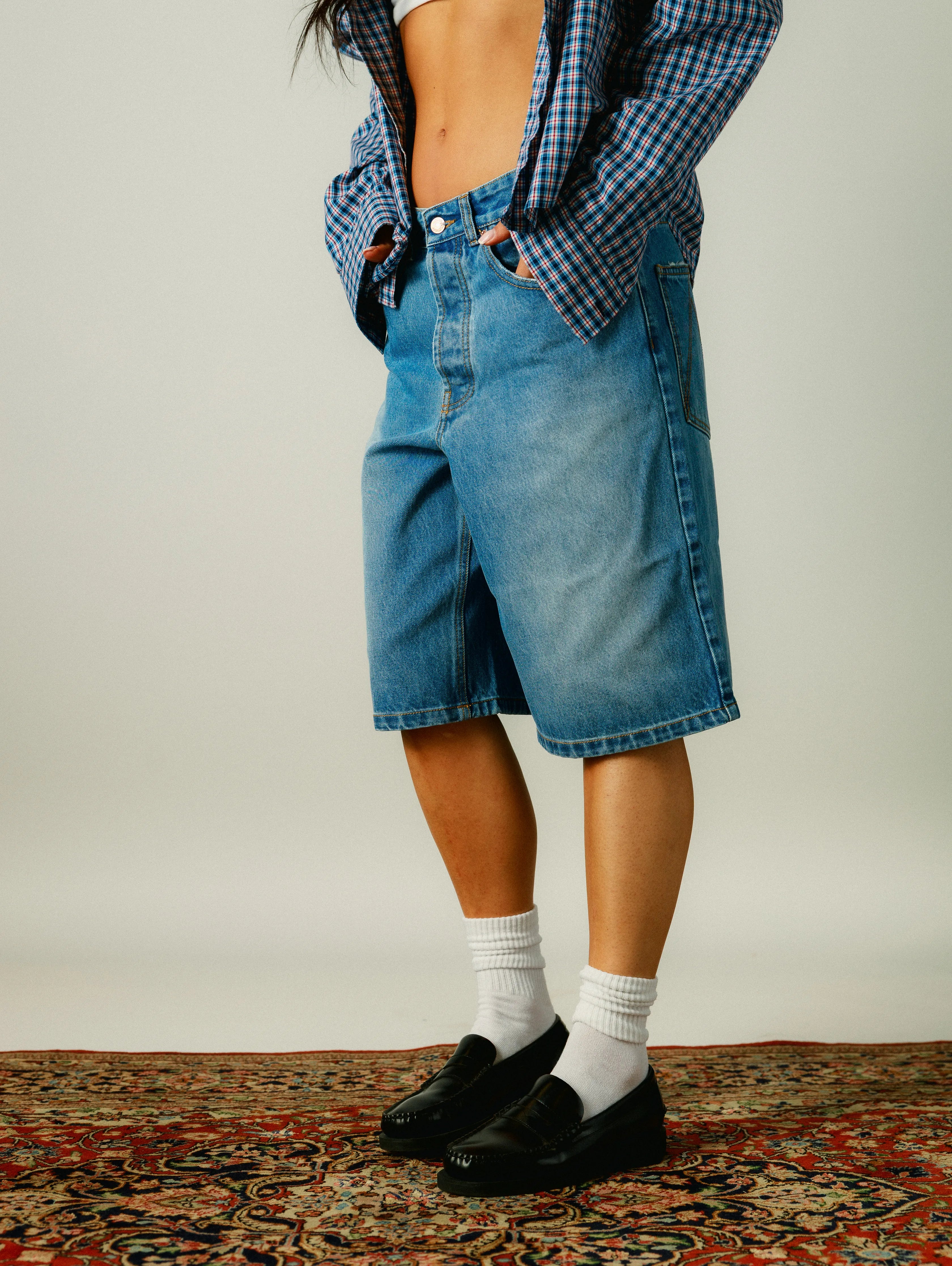Bleach Denim Shorts
