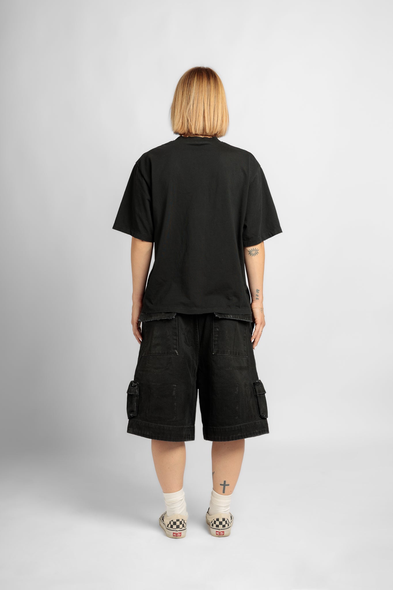 Black Mylar Cargo Shorts