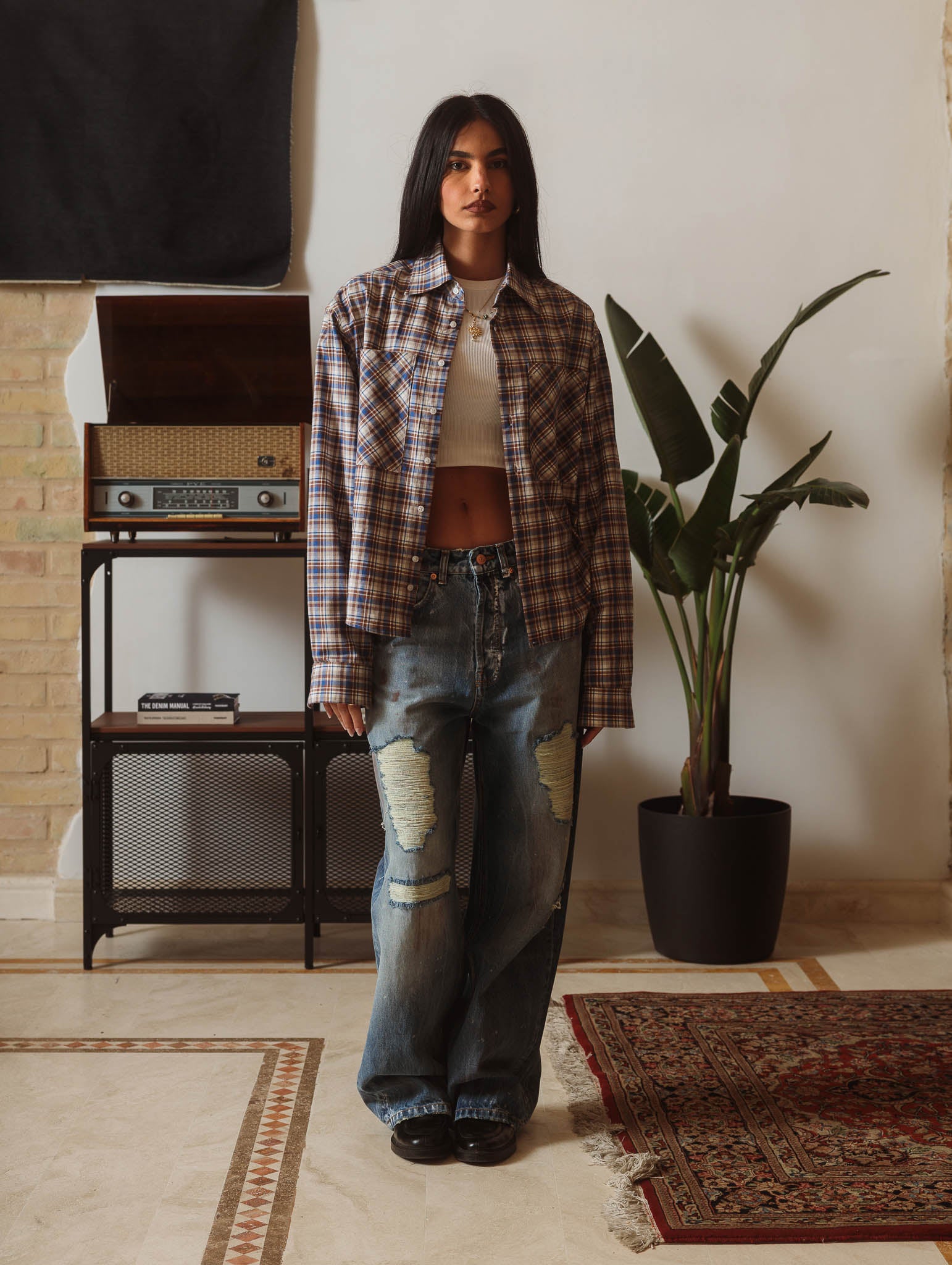 Checkered Cropped Shirt