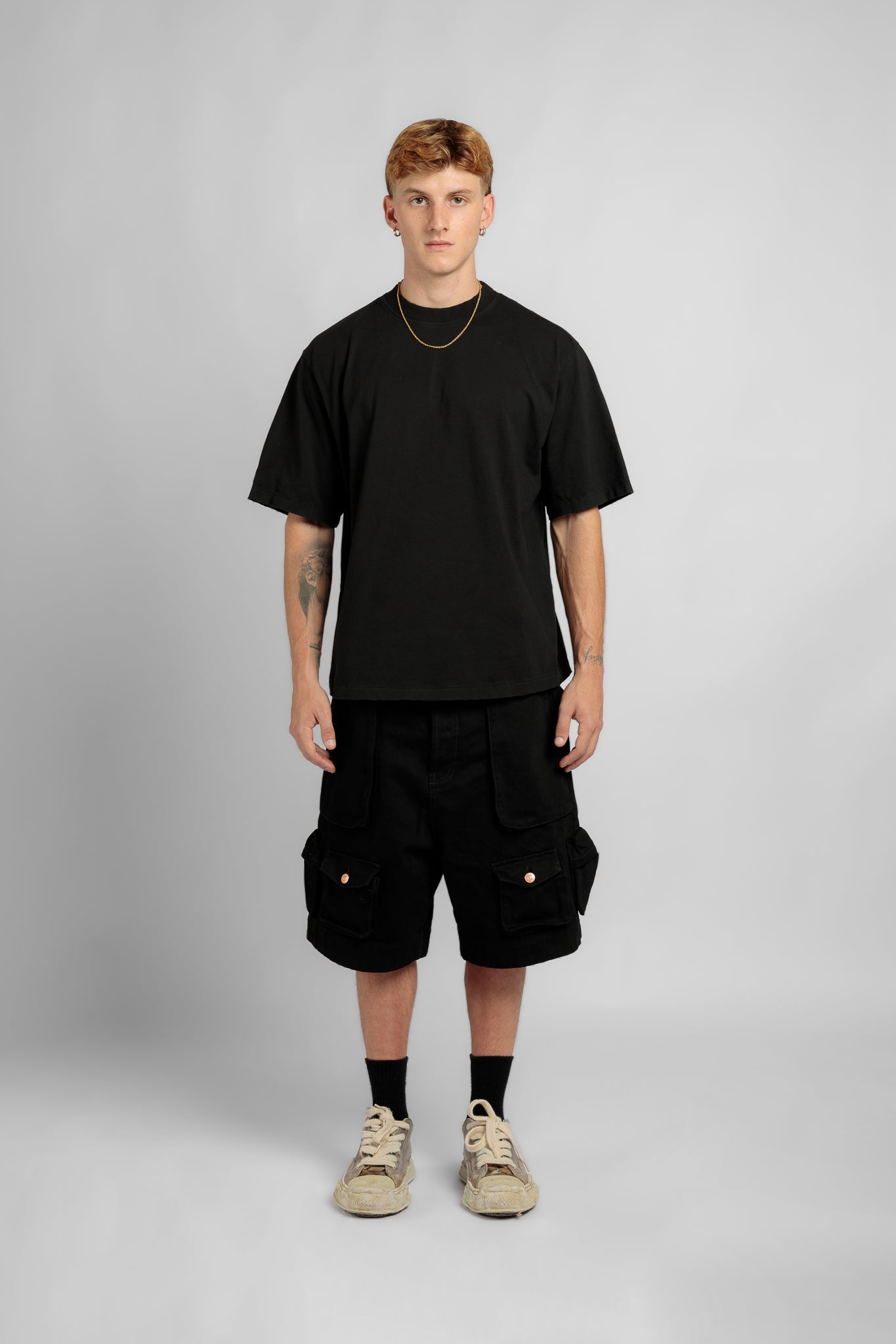 Black Eight Pockets Cargo Shorts