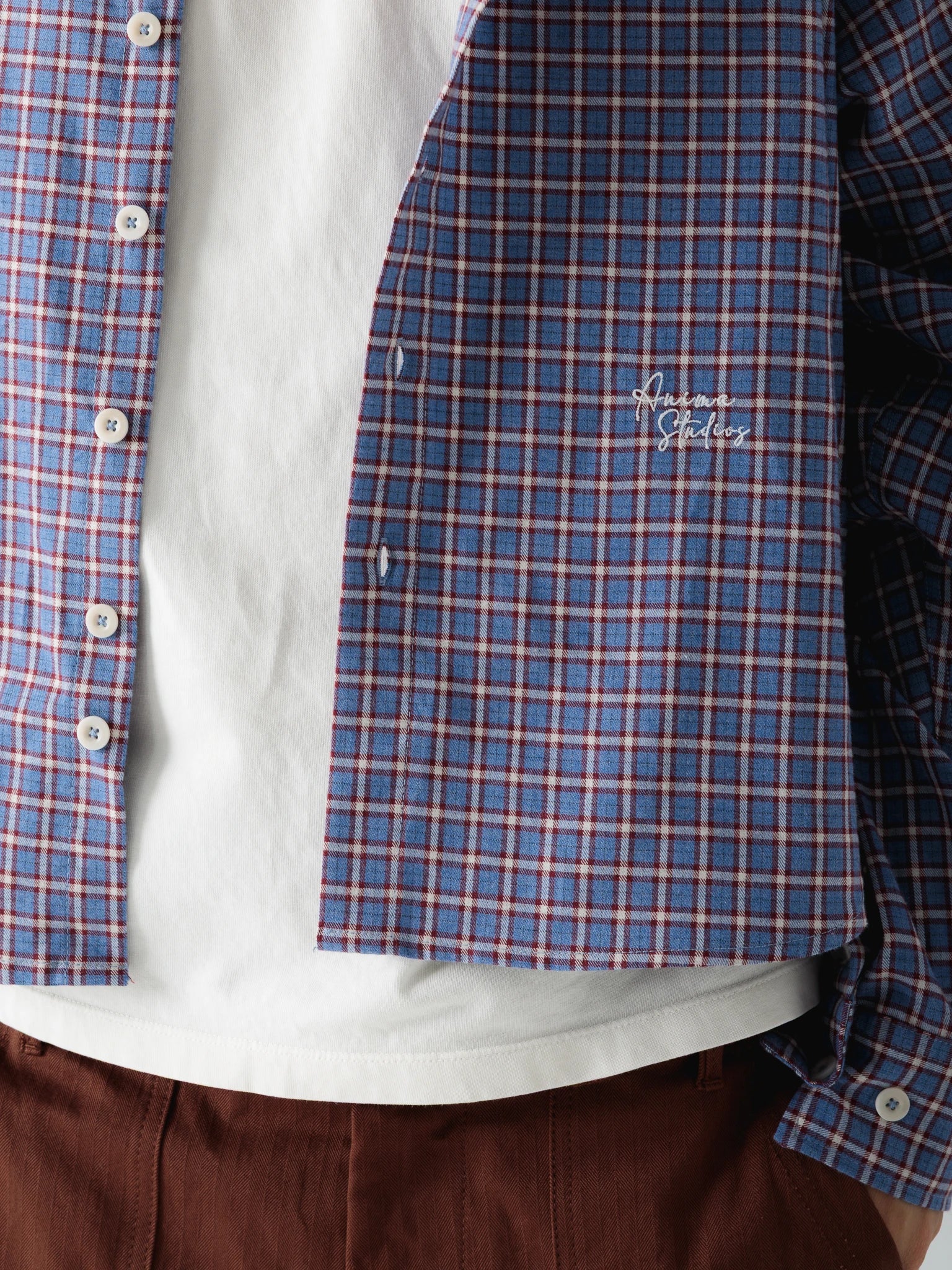 Blue Cropped Checked Shirt