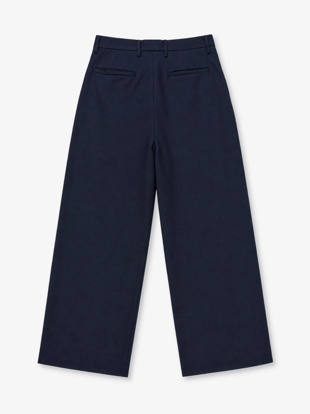Double-Pleated Trousers Anima Studios in tessuto misto lana blu navy, vestibilità ampia, retro