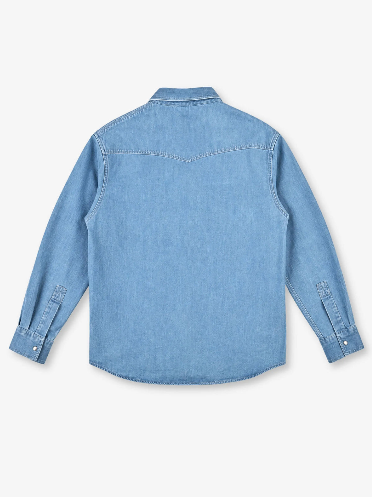 Western Denim Overshirt Anima Studios in denim azzurro chiaro con carré western, retro