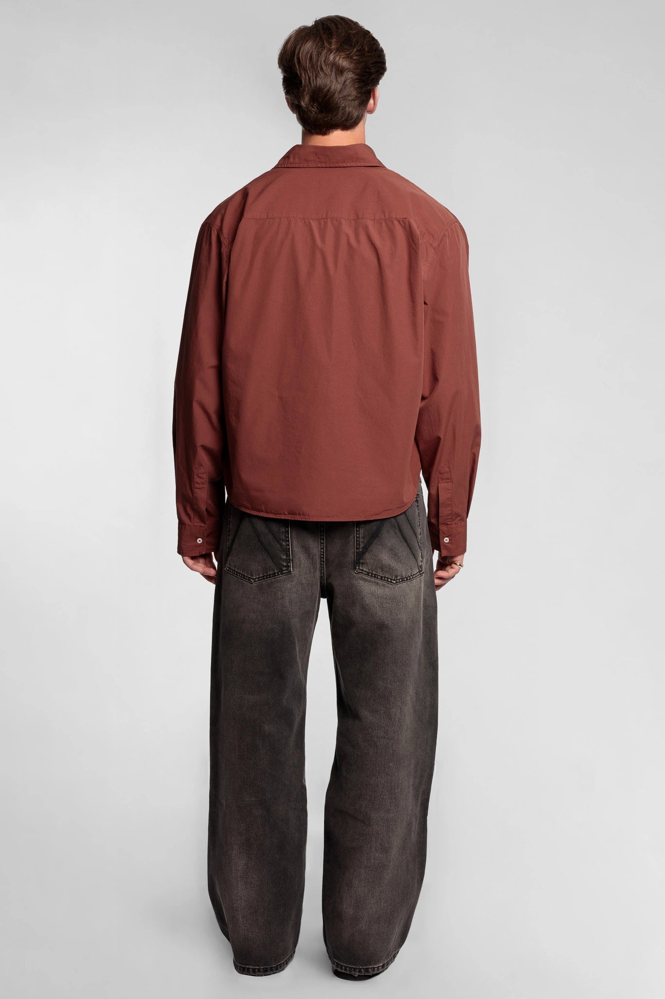 Brown Cropped Cotton Shirt