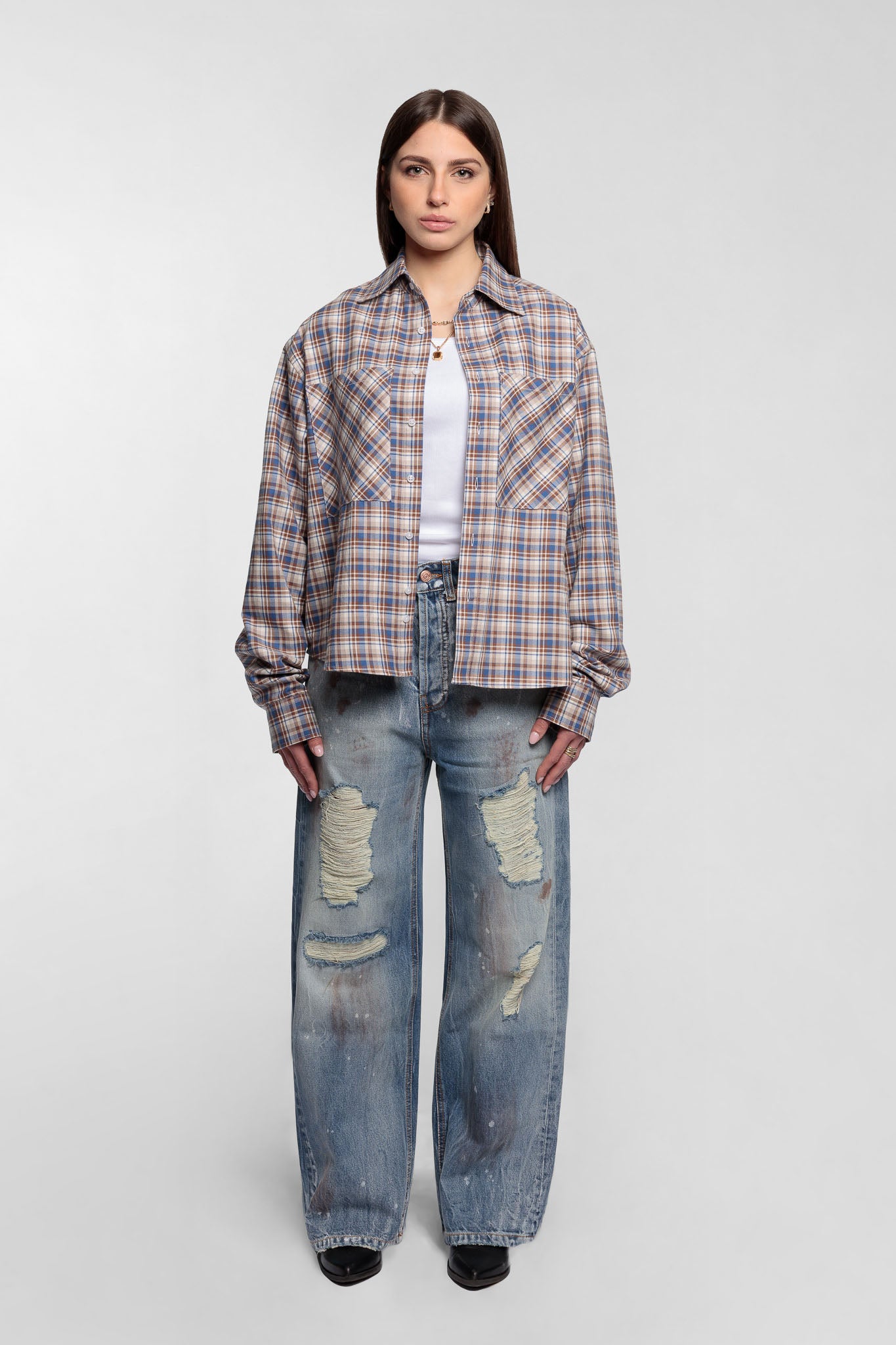 Checkered Cropped Shirt