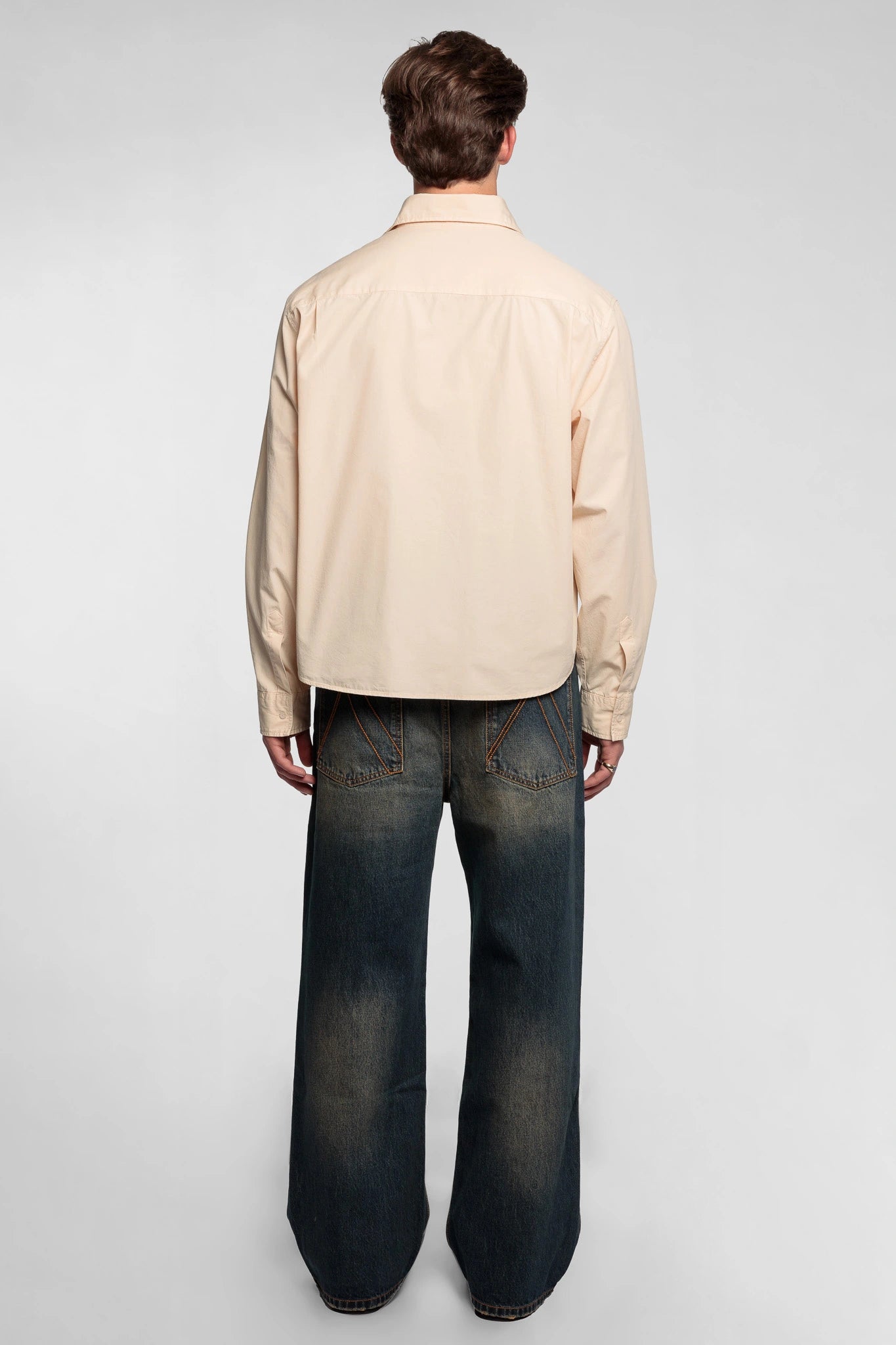 Beige Cropped Cotton Shirt